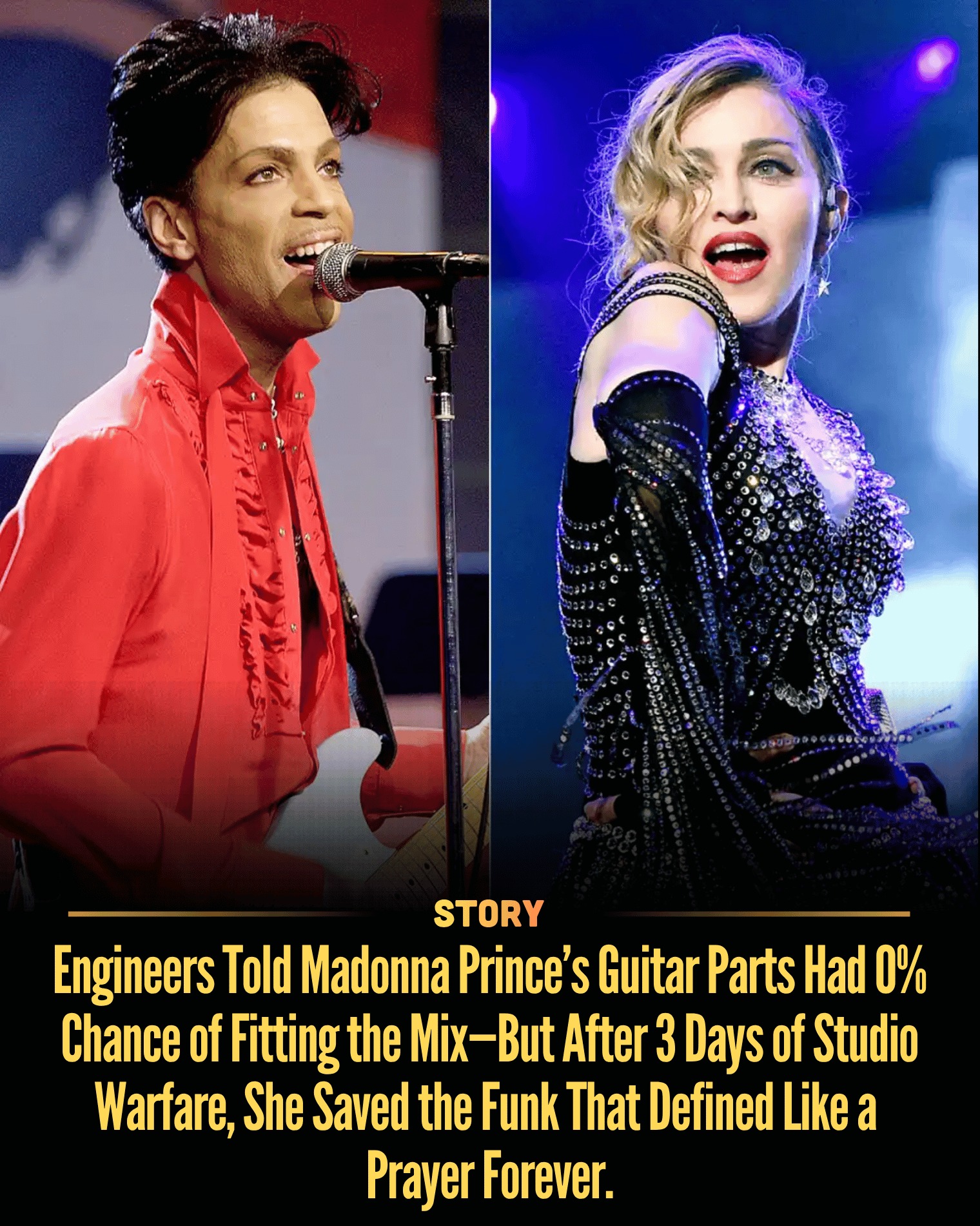 Engineers Told Madonna Prince’s Guitar Parts Had 0% Chance of Fitting the Mix—But After 3 Days of Studio Warfare, She Saved the Funk That Defined Like a Prayer Forever.