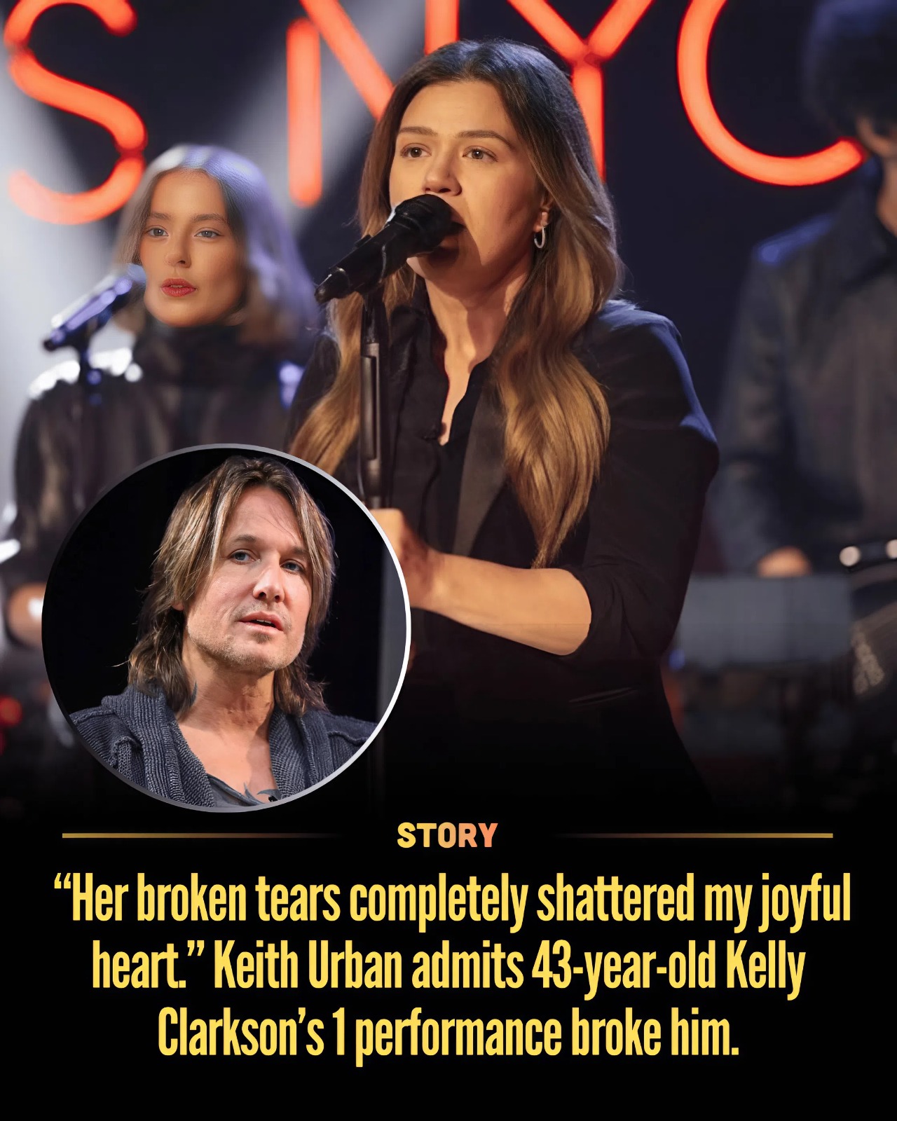 “Her broken tears completely shattered my joyful heart.” Keith Urban admits 43-year-old Kelly Clarkson’s 1 performance broke him.