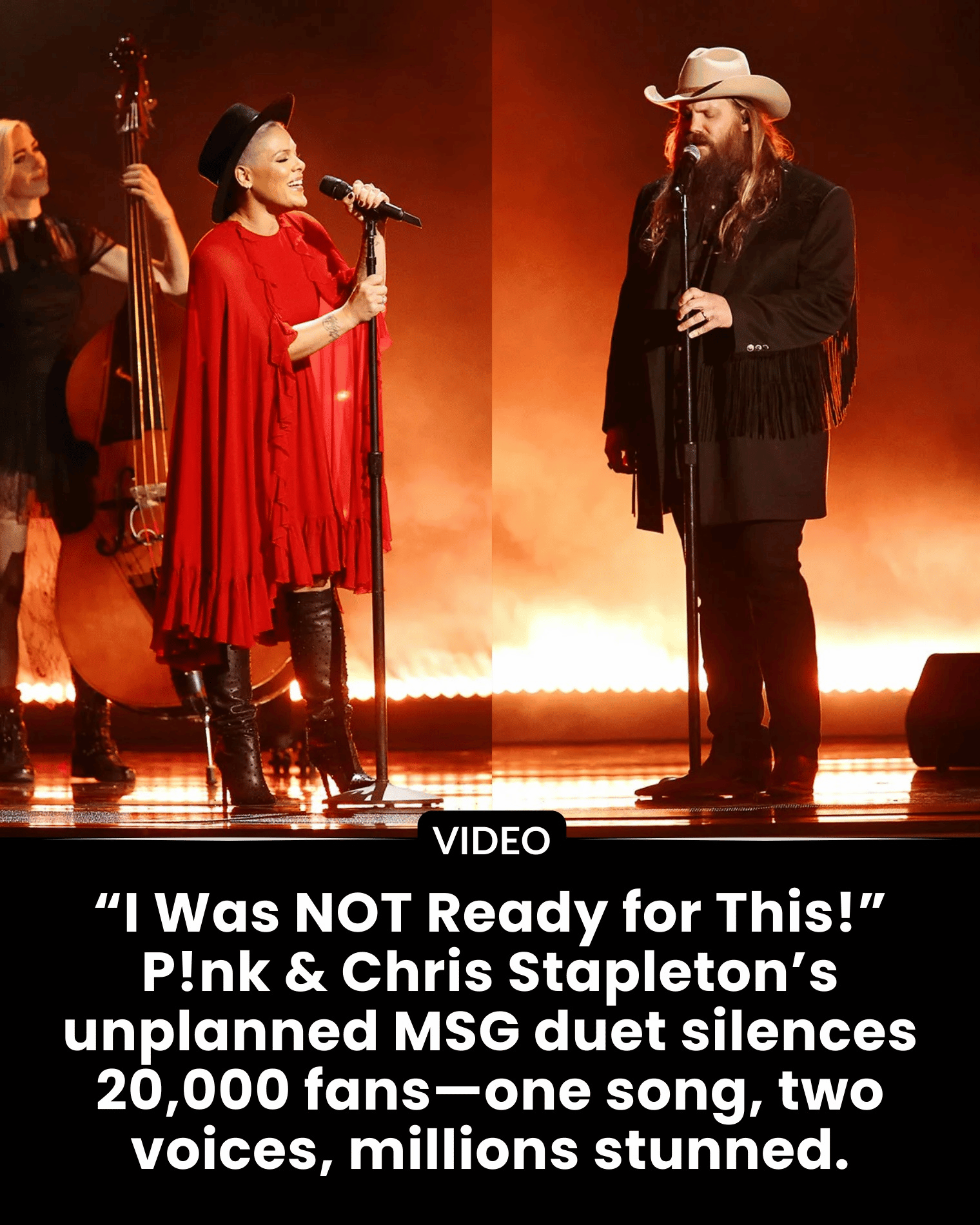 “I Was NOT Ready for This!” P!nk & Chris Stapleton’s unplanned MSG duet silences 20,000 fans—one song, two voices, millions stunned.