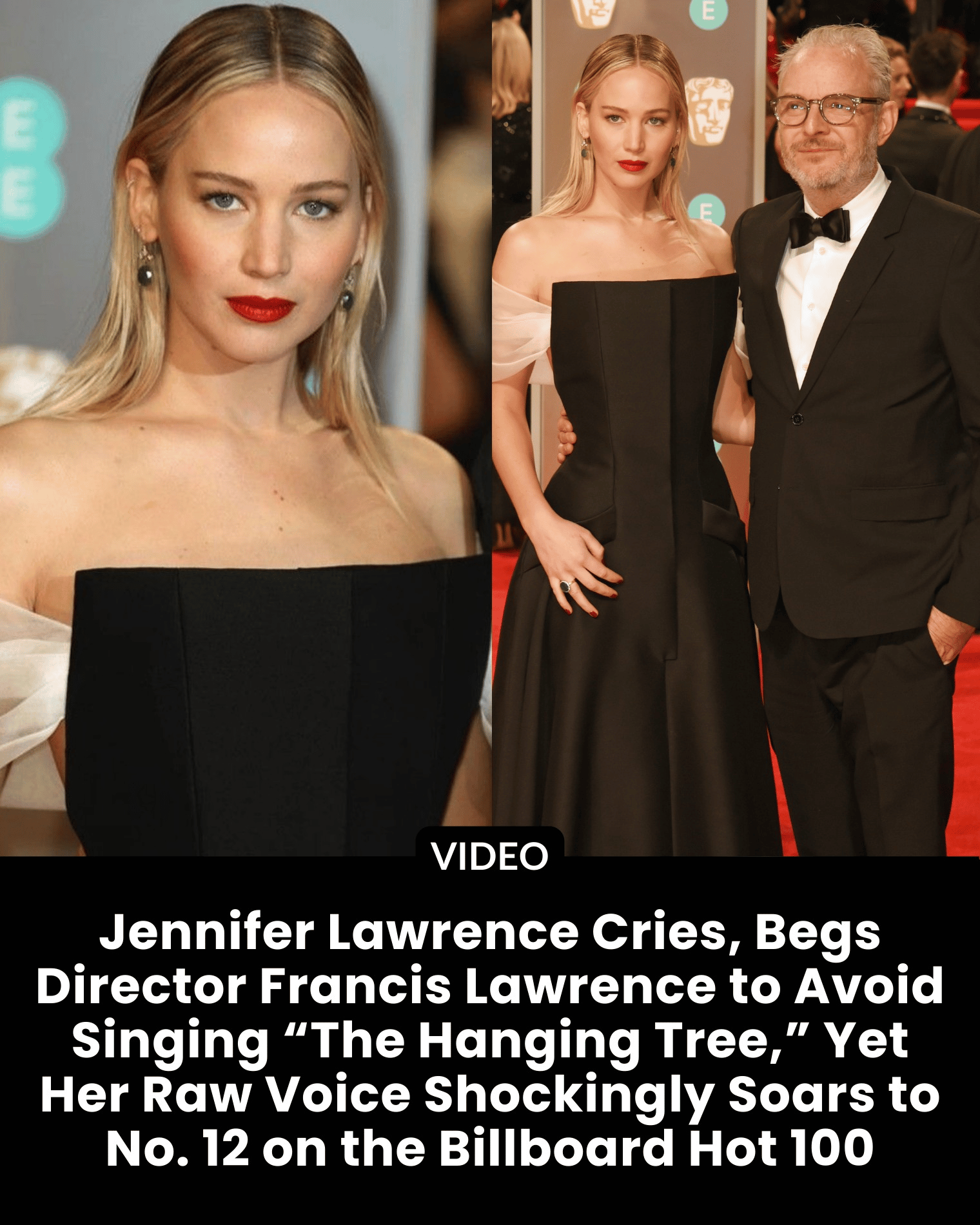 Jennifer Lawrence Cries, Begs Director Francis Lawrence to Avoid Singing “The Hanging Tree,” Yet Her Raw Voice Shockingly Soars to No. 12 on the Billboard Hot 100