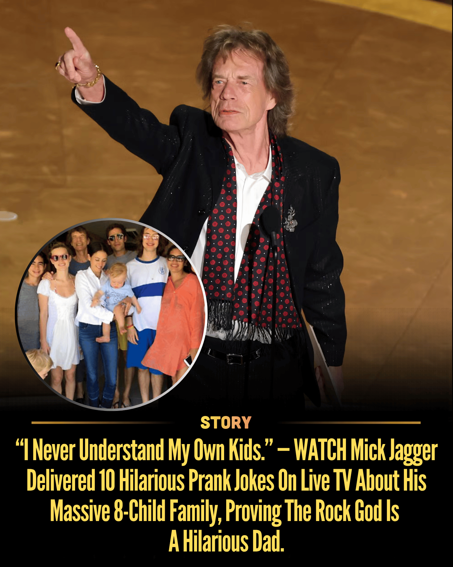 “I Never Understand My Own Kids.” — WATCH Mick Jagger Delivered 10 Hilarious Prank Jokes On Live TV About His Massive 8-Child Family, Proving The Rock God Is A Hilarious Dad.