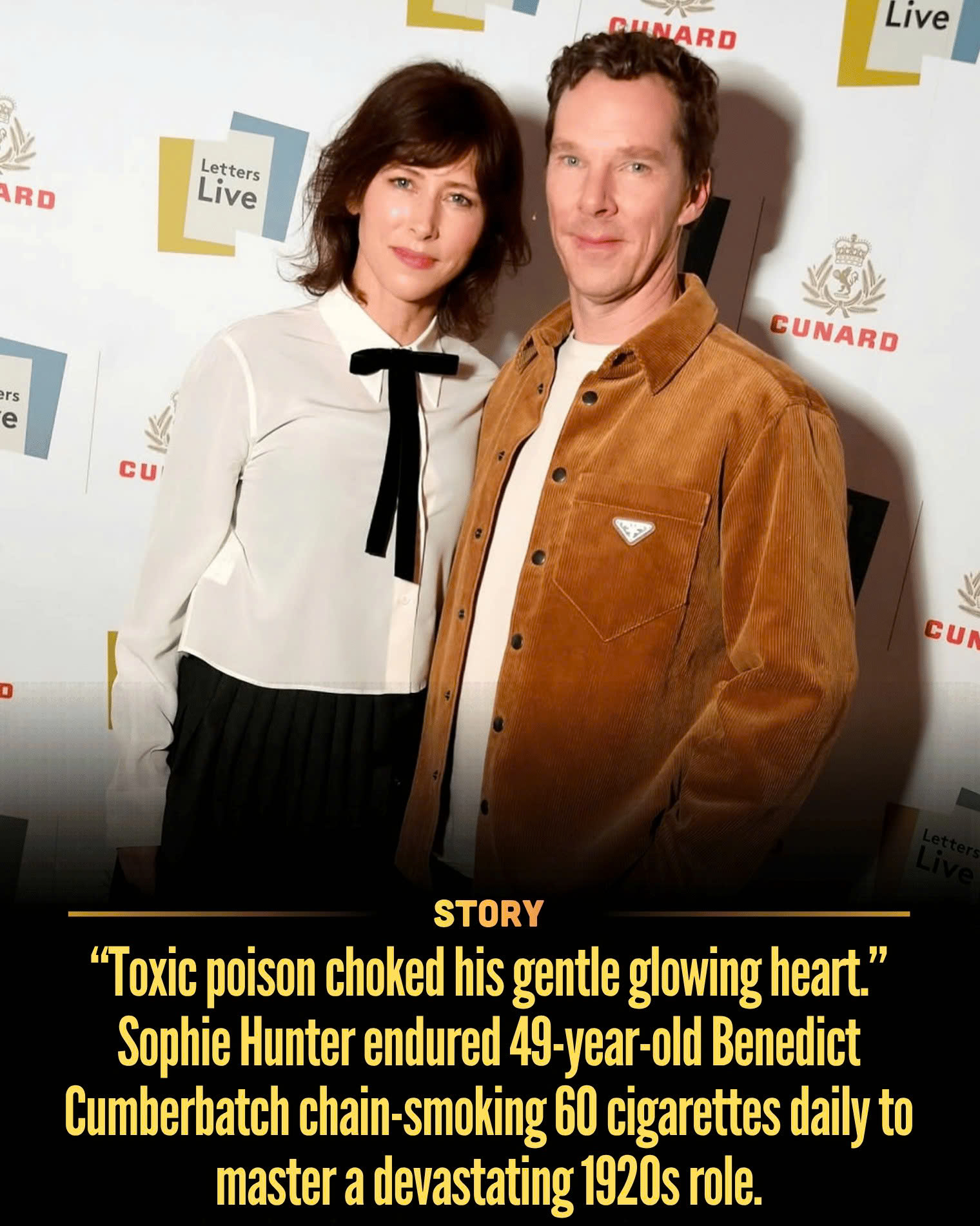 “Toxic poison choked his gentle glowing heart.” Sophie Hunter endured 49-year-old Benedict Cumberbatch chain-smoking 60 cigarettes daily to master a devastating 1920s role.