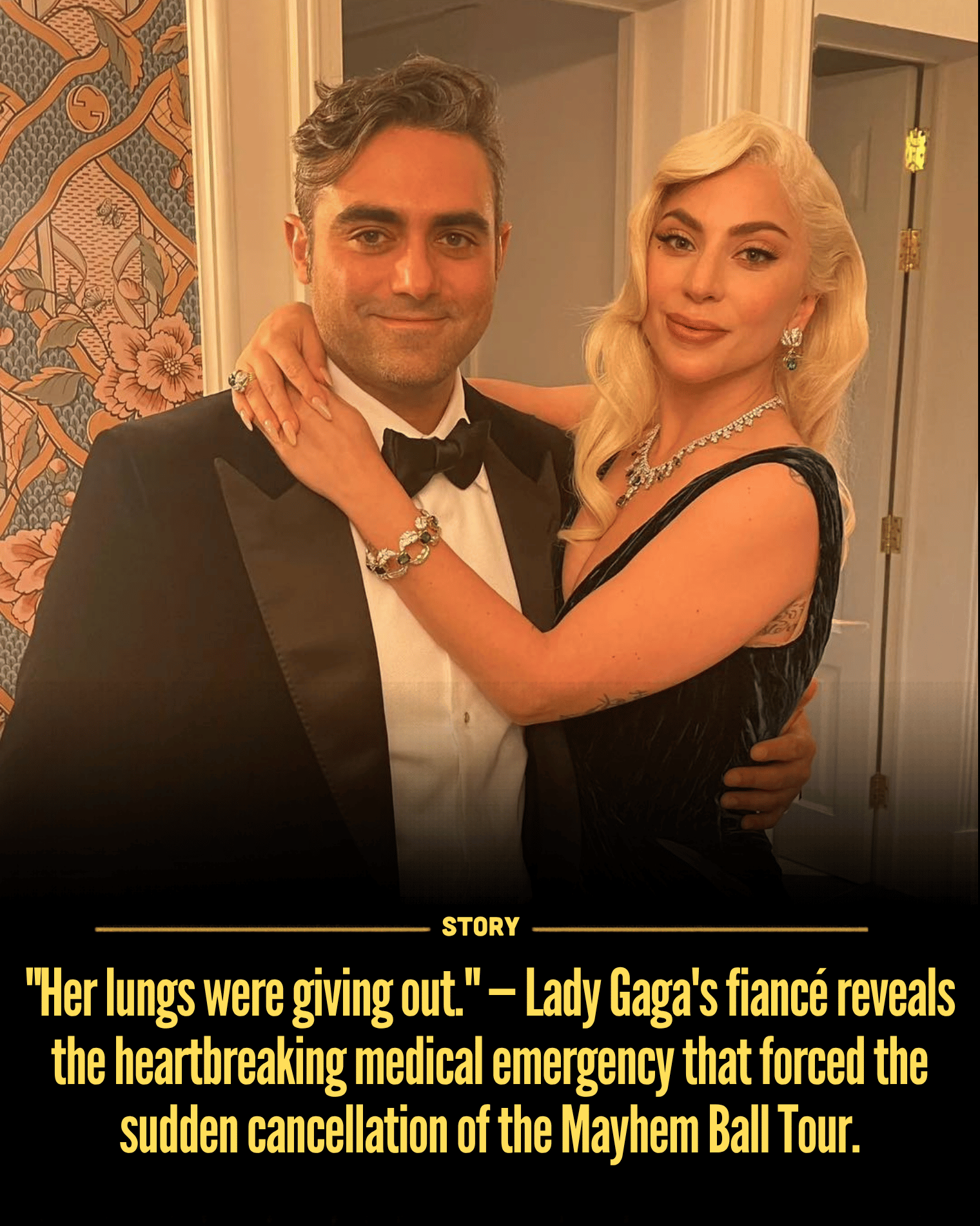 “Her lungs were giving out.” — Lady Gaga’s fiancé reveals the heartbreaking medical emergency that forced the sudden cancellation of the Mayhem Ball Tour.