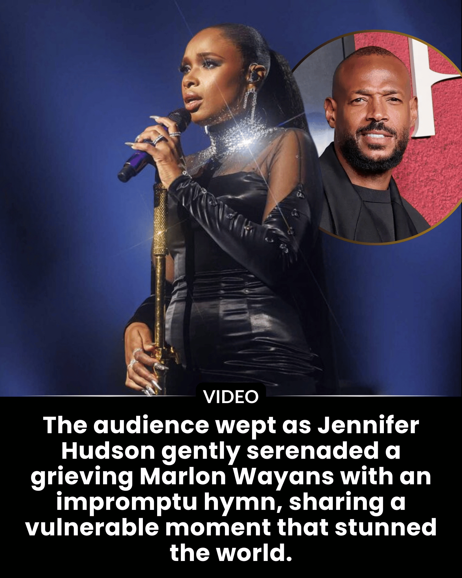 The audience wept as Jennifer Hudson gently serenaded a grieving Marlon Wayans with an impromptu hymn, sharing a vulnerable moment that stunned the world.