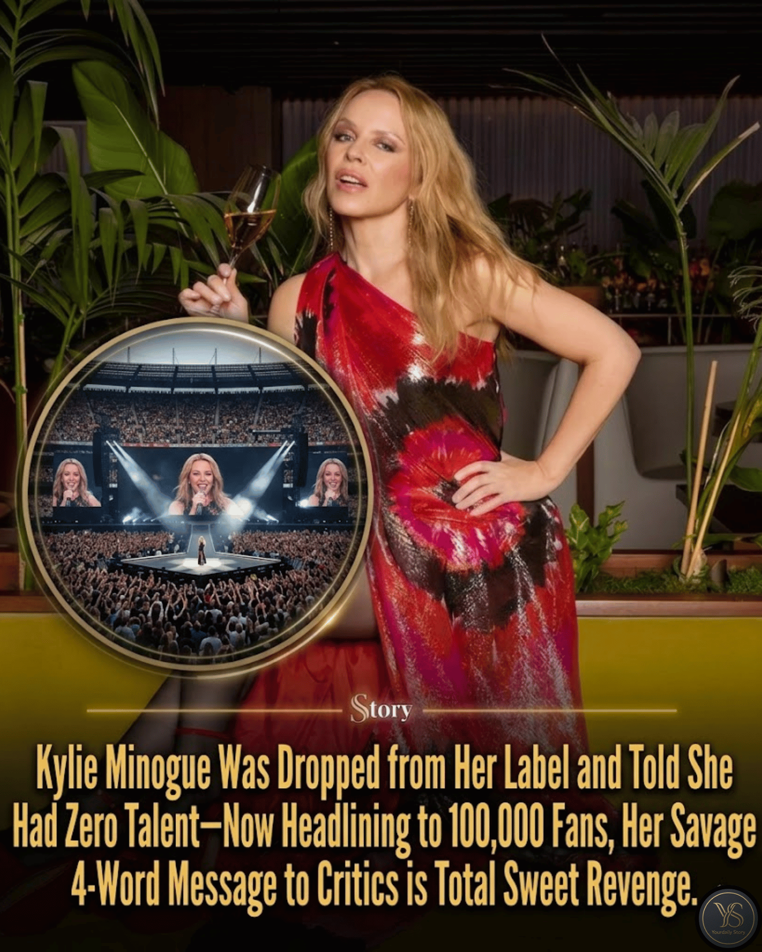Kylie Minogue Was Dropped from Her Label and Told She Had Zero Talent—Now Headlining to 100,000 Fans, Her Savage 4-Word Message to Critics is Total Sweet Revenge.