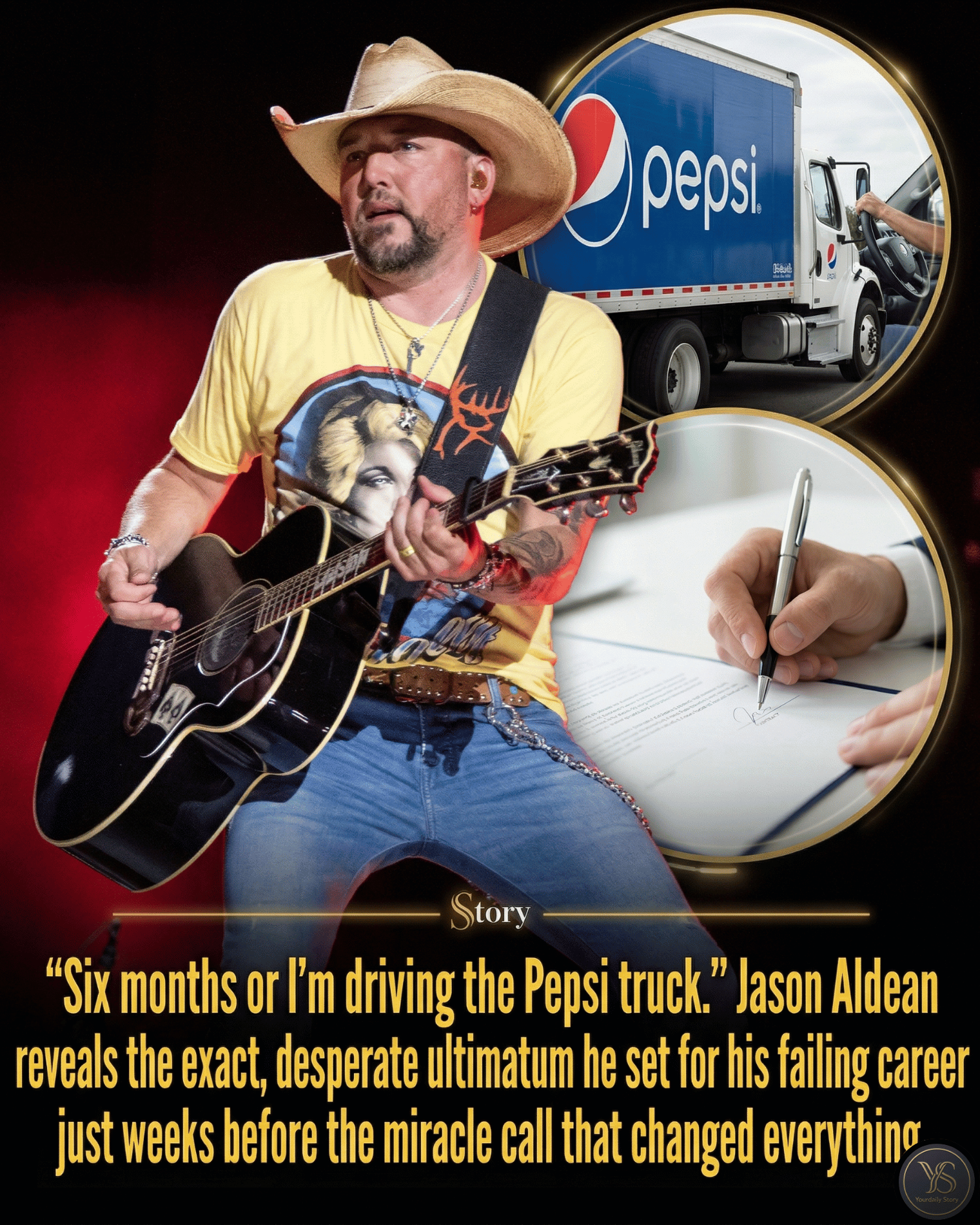 “Six months or I’m driving the Pepsi truck.” Jason Aldean reveals the exact, desperate ultimatum he set for his failing career just weeks before the miracle call that changed everything.