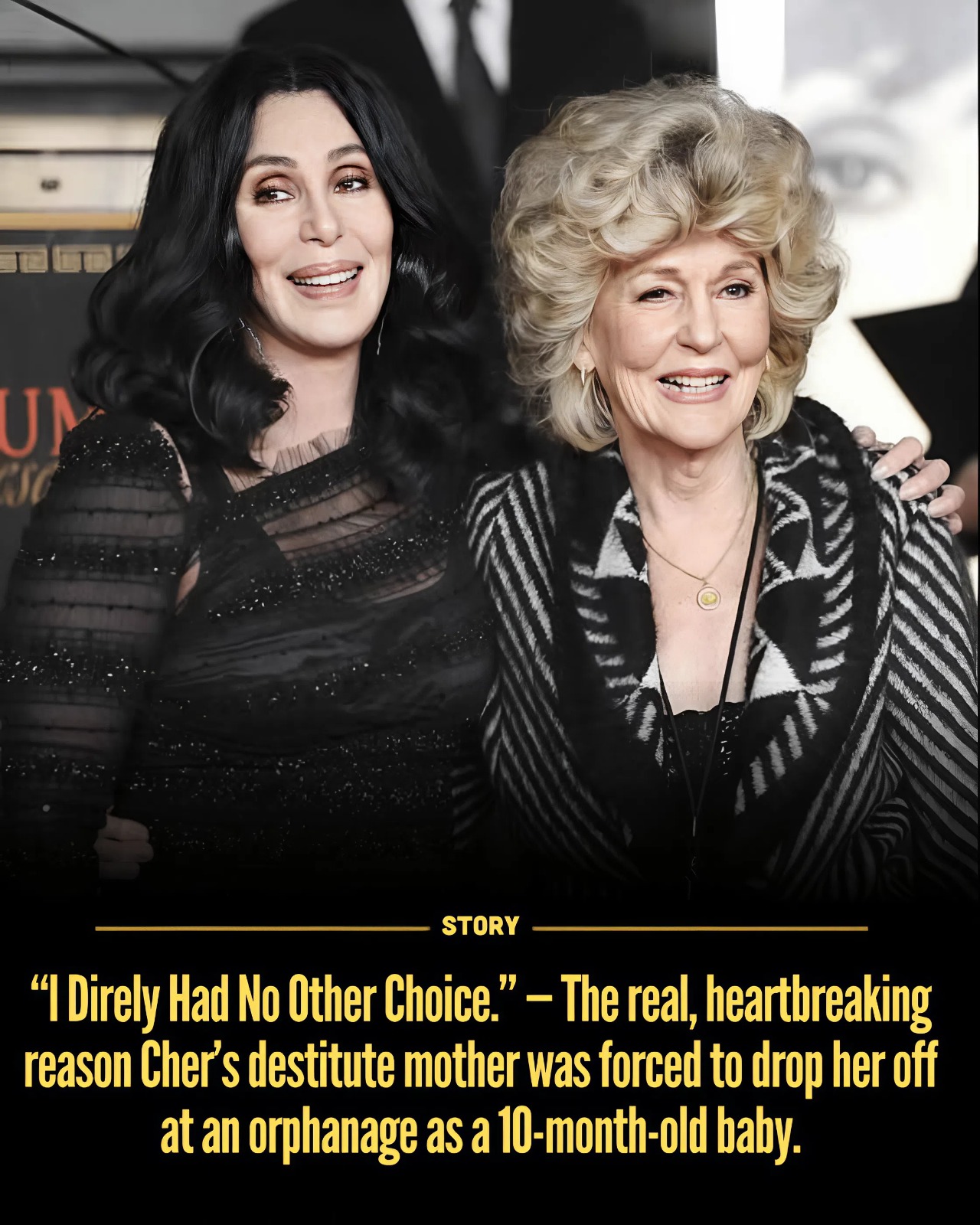 “I Direly Had No Other Choice.” — The real, heartbreaking reason Cher’s destitute mother was forced to drop her off at an orphanage as a 10-month-old baby.