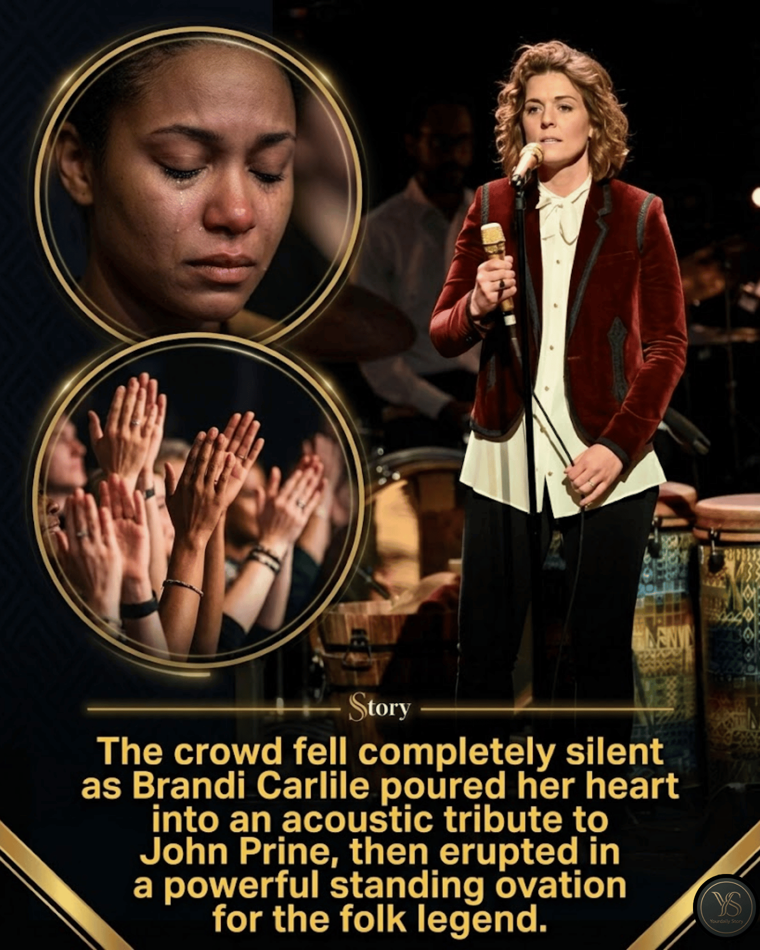 The crowd fell completely silent as Brandi Carlile poured her heart into an acoustic tribute to John Prine, then erupted in a powerful standing ovation for the folk legend.
