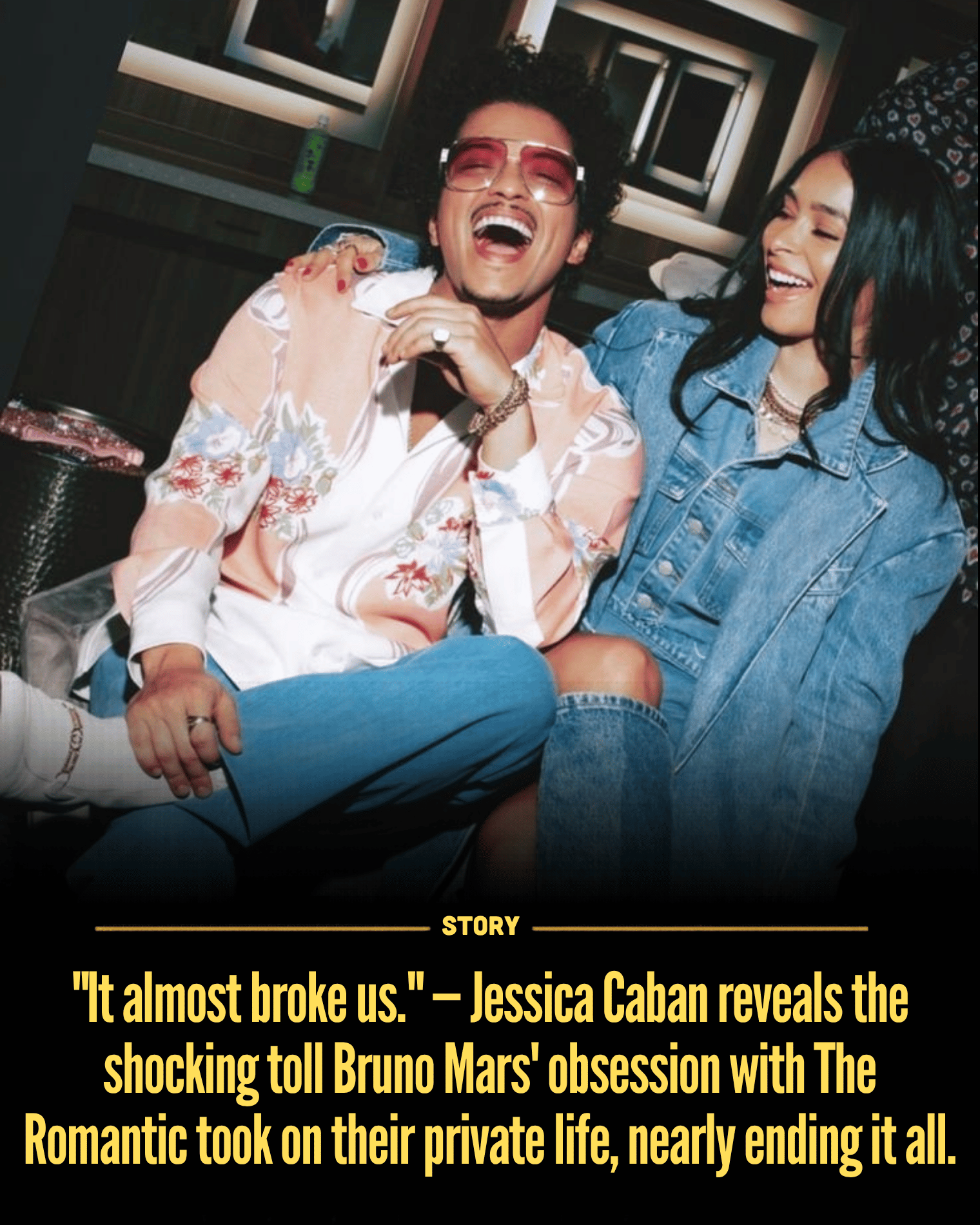 “It almost broke us.” — Jessica Caban reveals the shocking toll Bruno Mars’ obsession with The Romantic took on their private life, nearly ending it all.