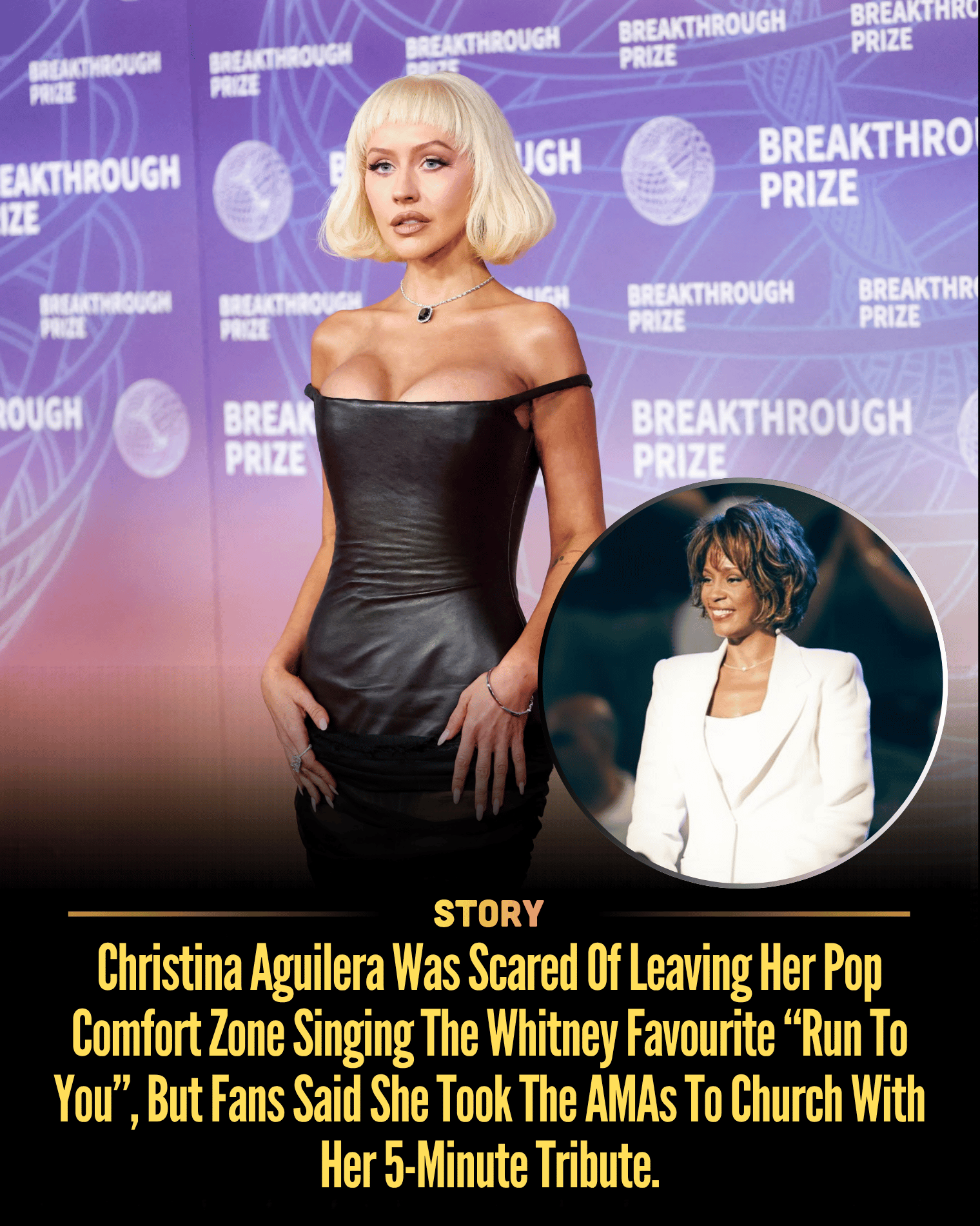Christina Aguilera Was Scared Of Leaving Her Pop Comfort Zone Singing The Whitney Favourite “Run To You”, But Fans Said She Took The AMAs To Church With Her 5-Minute Tribute.