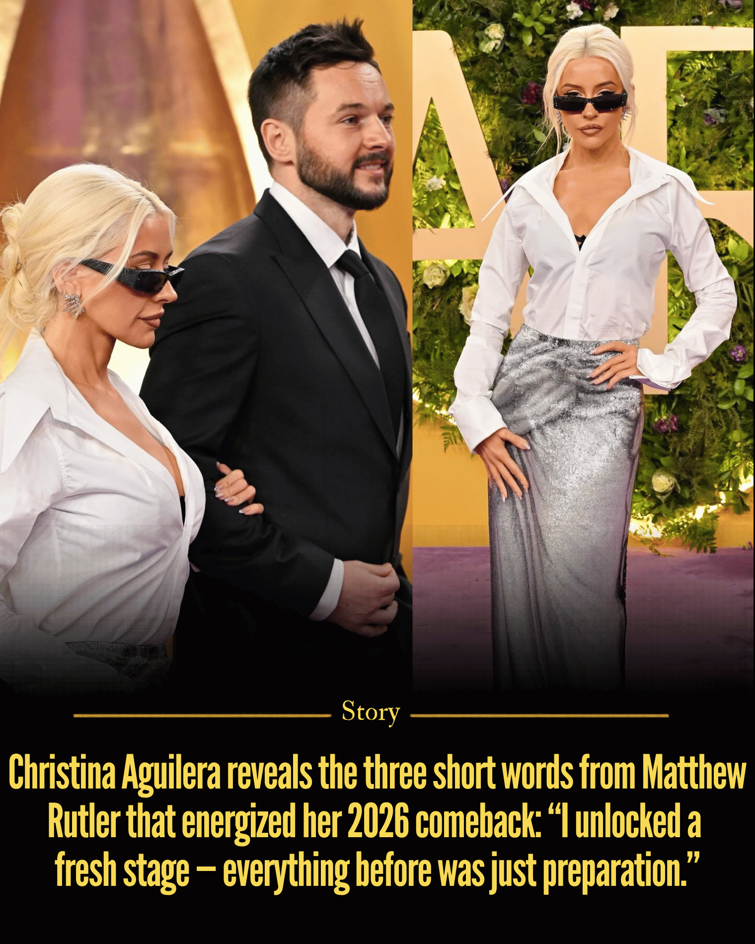 Christina Aguilera reveals the three short words from Matthew Rutler that energized her 2026 comeback: “I unlocked a fresh stage — everything before was just preparation.”