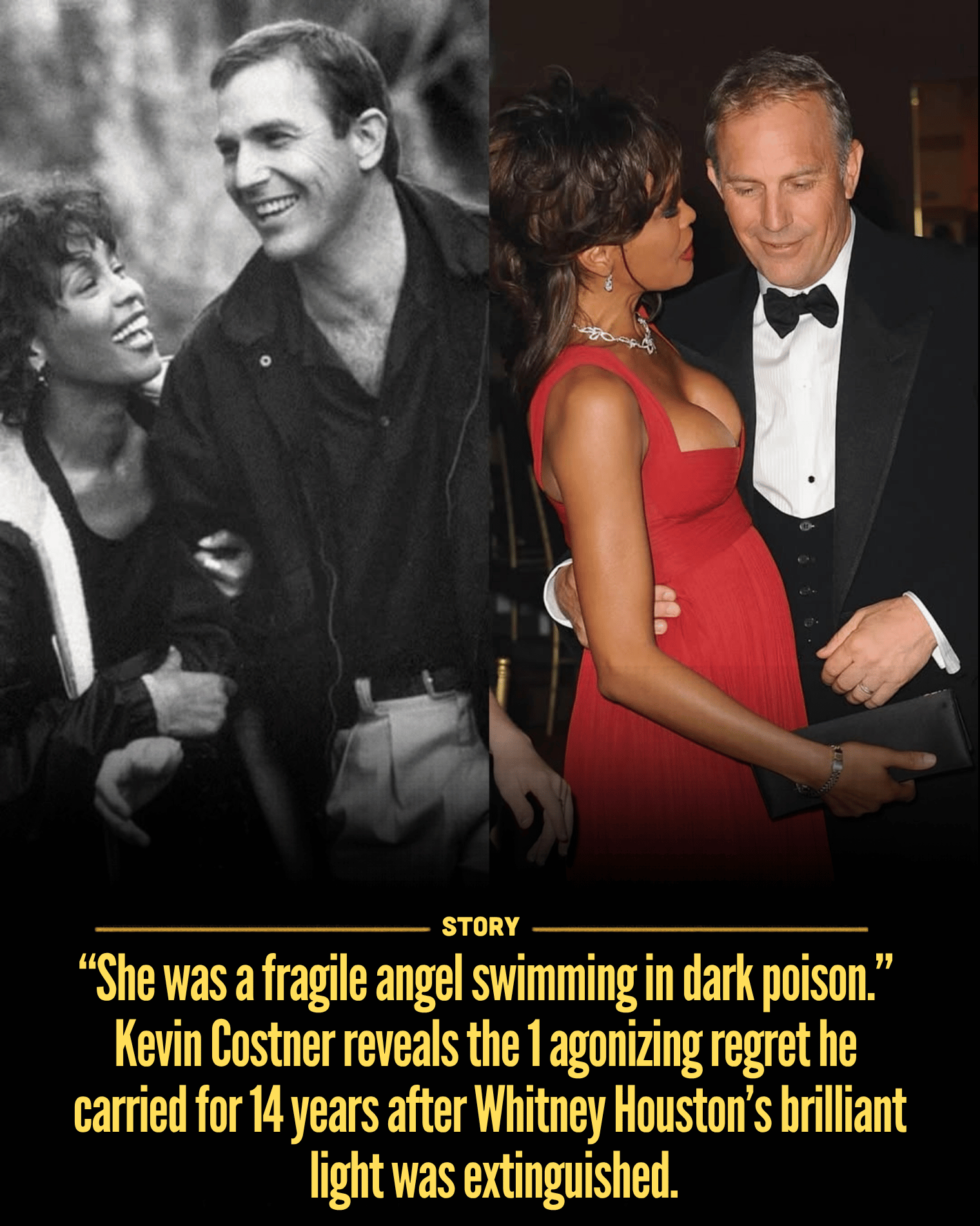 “She was a fragile angel swimming in dark poison.” Kevin Costner reveals the 1 agonizing regret he carried for 14 years after Whitney Houston’s brilliant light was extinguished.