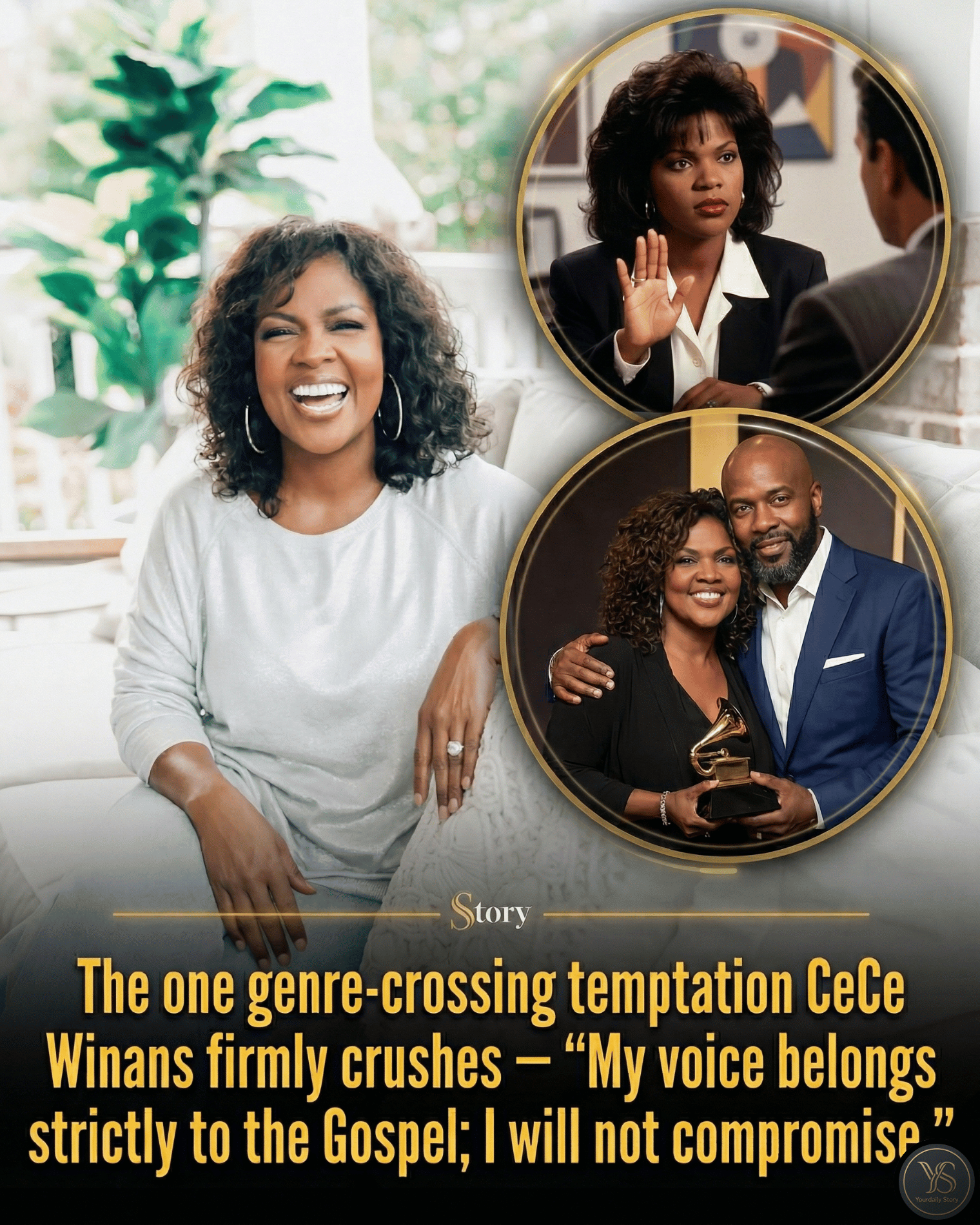 The one genre-crossing temptation CeCe Winans firmly crushes — “My voice belongs strictly to the Gospel; I will not compromise.”