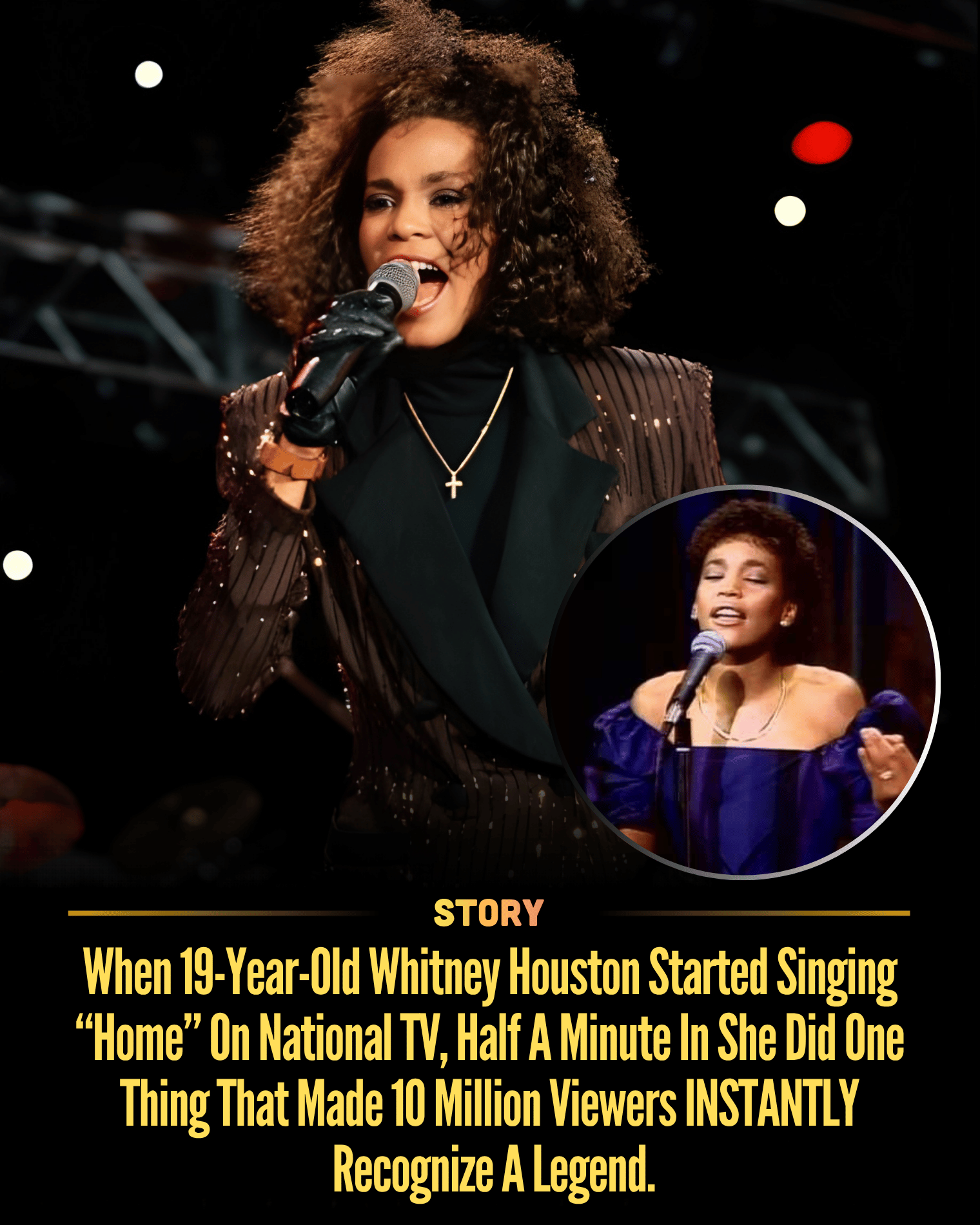 When 19-Year-Old Whitney Houston Started Singing “Home” On National TV, Half A Minute In She Did One Thing That Made 10 Million Viewers INSTANTLY Recognize A Legend.