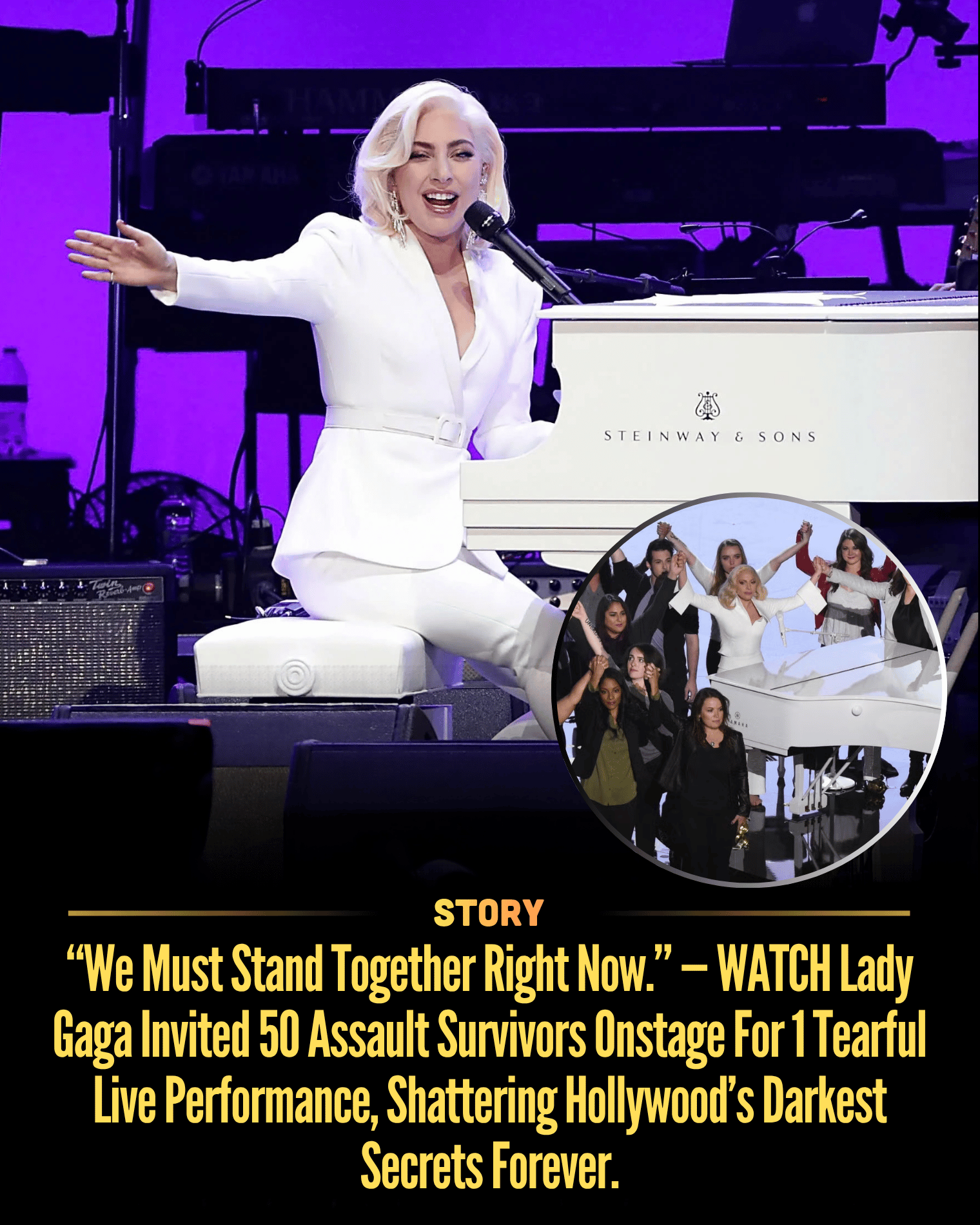 “We Must Stand Together Right Now.” — WATCH Lady Gaga Invited 50 Assault Survivors Onstage For 1 Tearful Live Performance, Shattering Hollywood’s Darkest Secrets Forever.