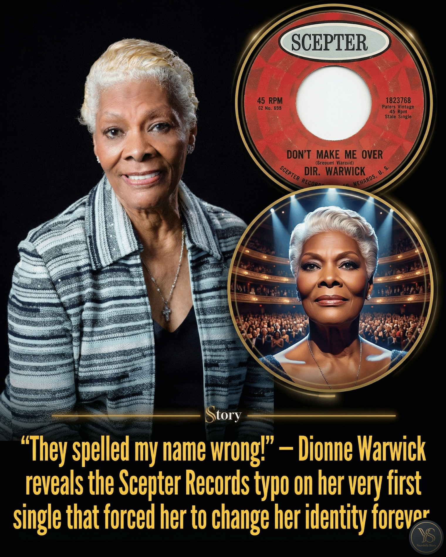 “They spelled my name wrong!” — Dionne Warwick reveals the Scepter Records typo on her very first single that forced her to change her identity forever.