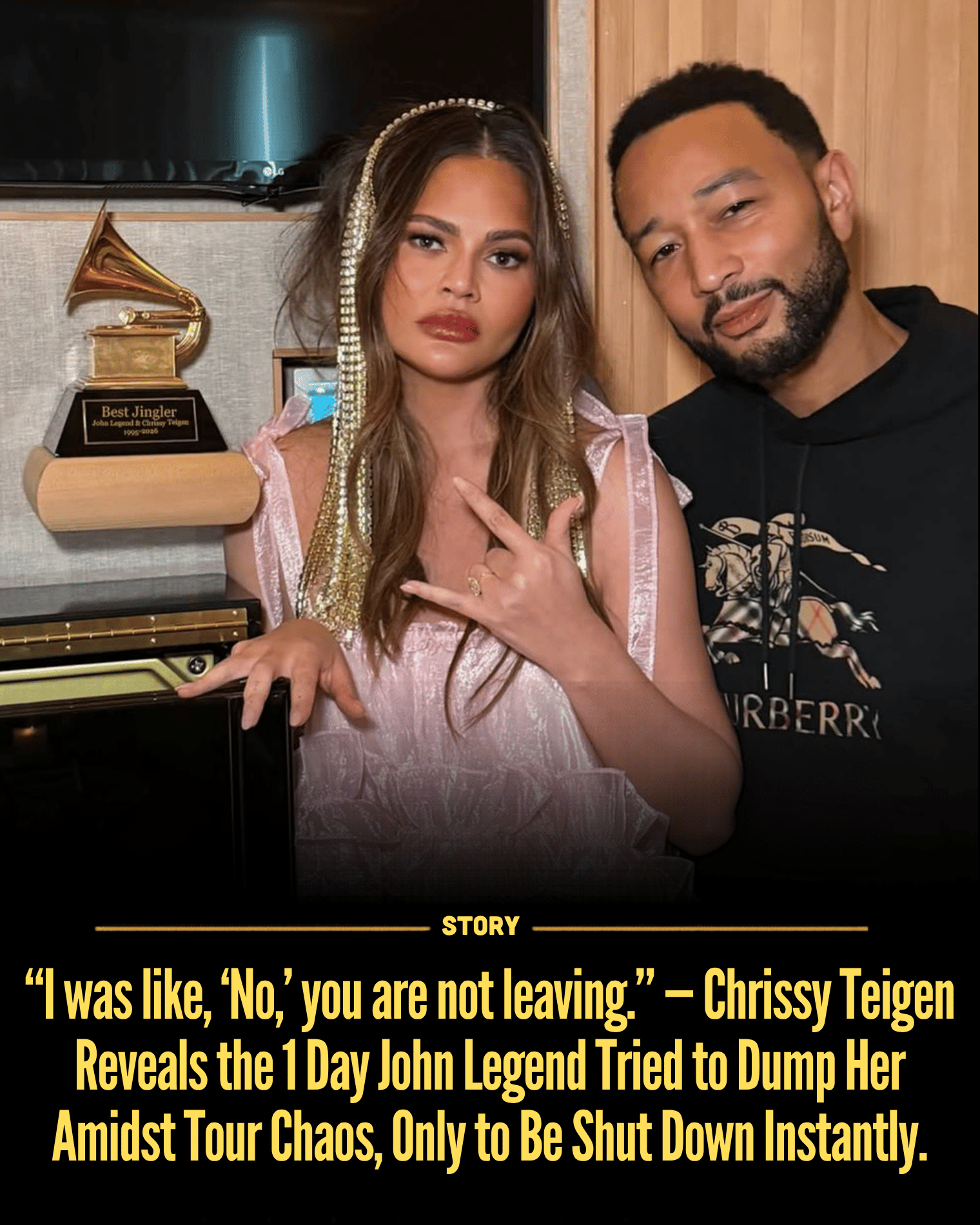“I was like, ‘No,’ you are not leaving.” — Chrissy Teigen Reveals the 1 Day John Legend Tried to Dump Her Amidst Tour Chaos, Only to Be Shut Down Instantly.