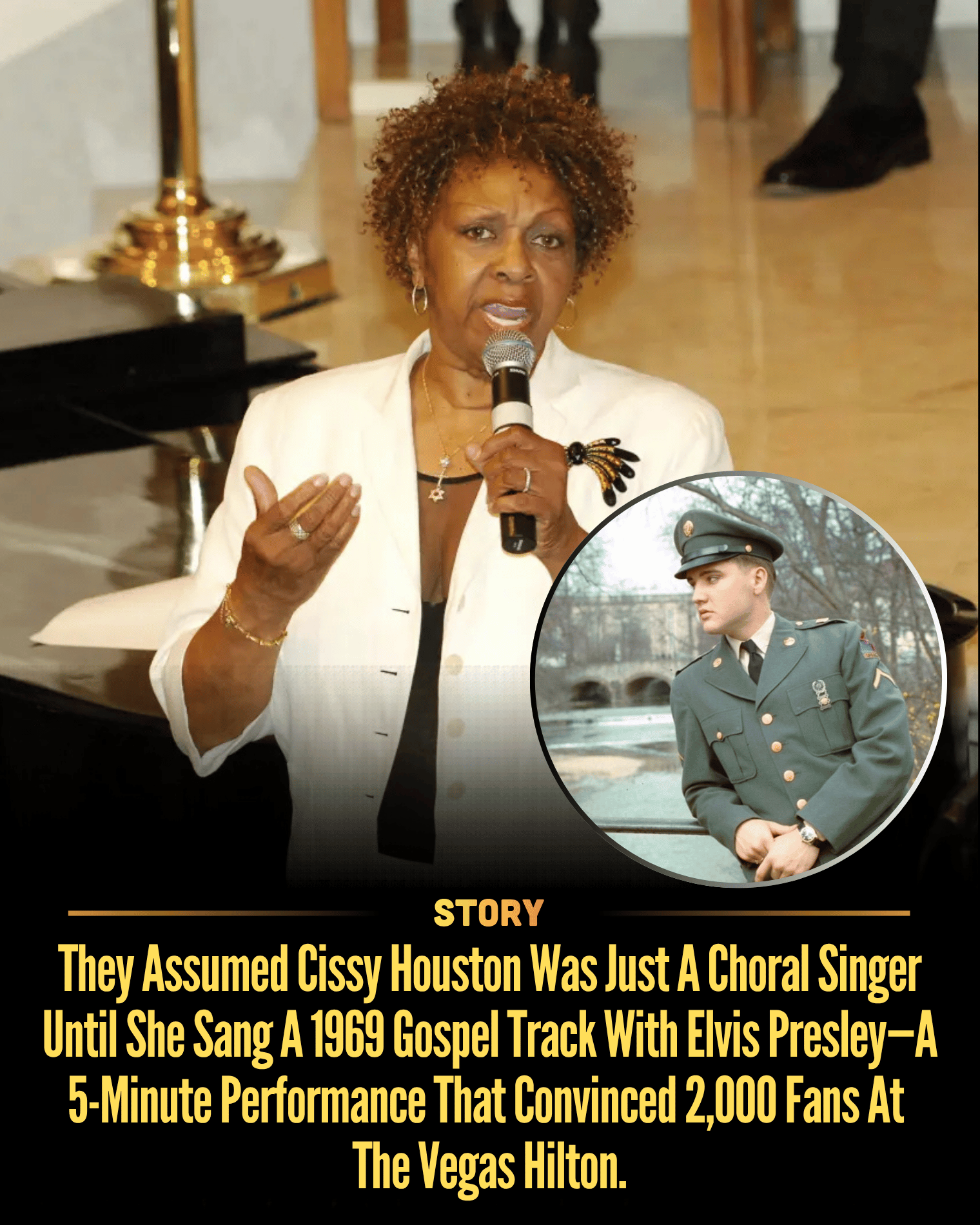 They Assumed Cissy Houston Was Just A Choral Singer Until She Sang A 1969 Gospel Track With Elvis Presley—A 5-Minute Performance That Convinced 2,000 Fans At The Vegas Hilton.
