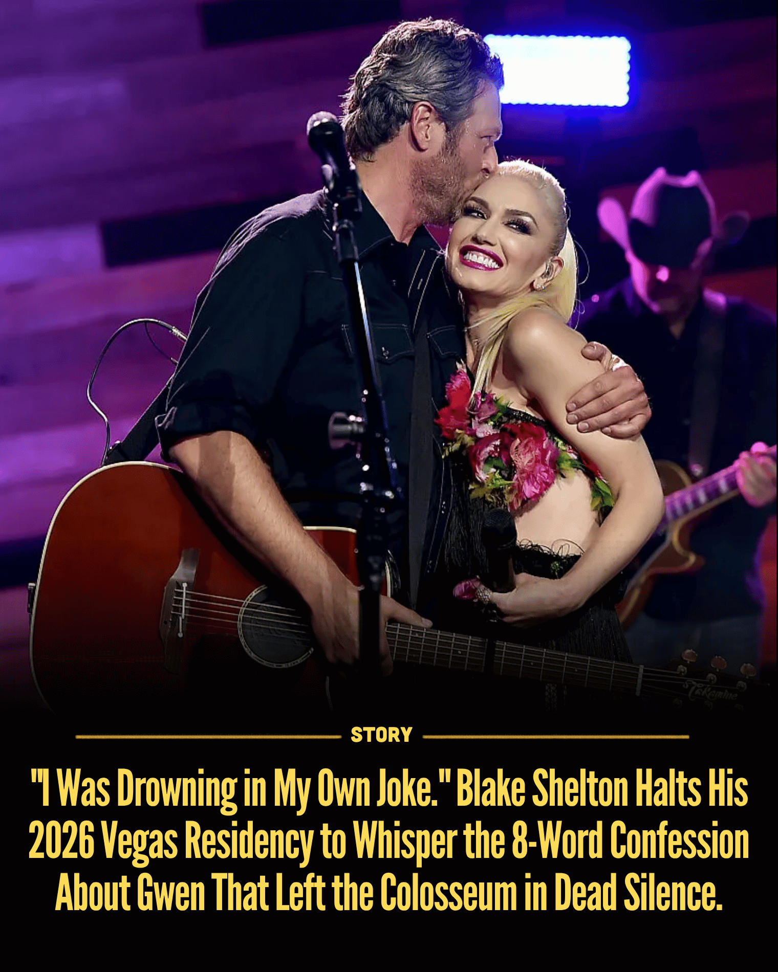 “I Was Drowning in My Own Joke.” Blake Shelton Halts His 2026 Vegas Residency to Whisper the 8-Word Confession About Gwen That Left the Colosseum in Dead Silence.