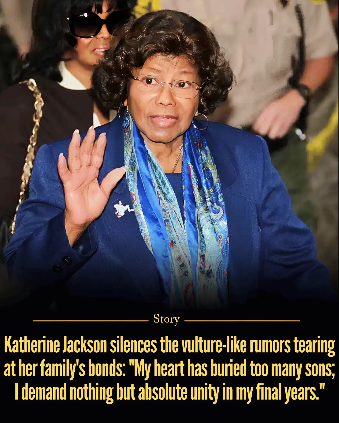 Katherine Jackson silences the vulture-like rumors tearing at her family’s bonds: “My heart has buried too many sons; I demand nothing but absolute unity in my final years.”