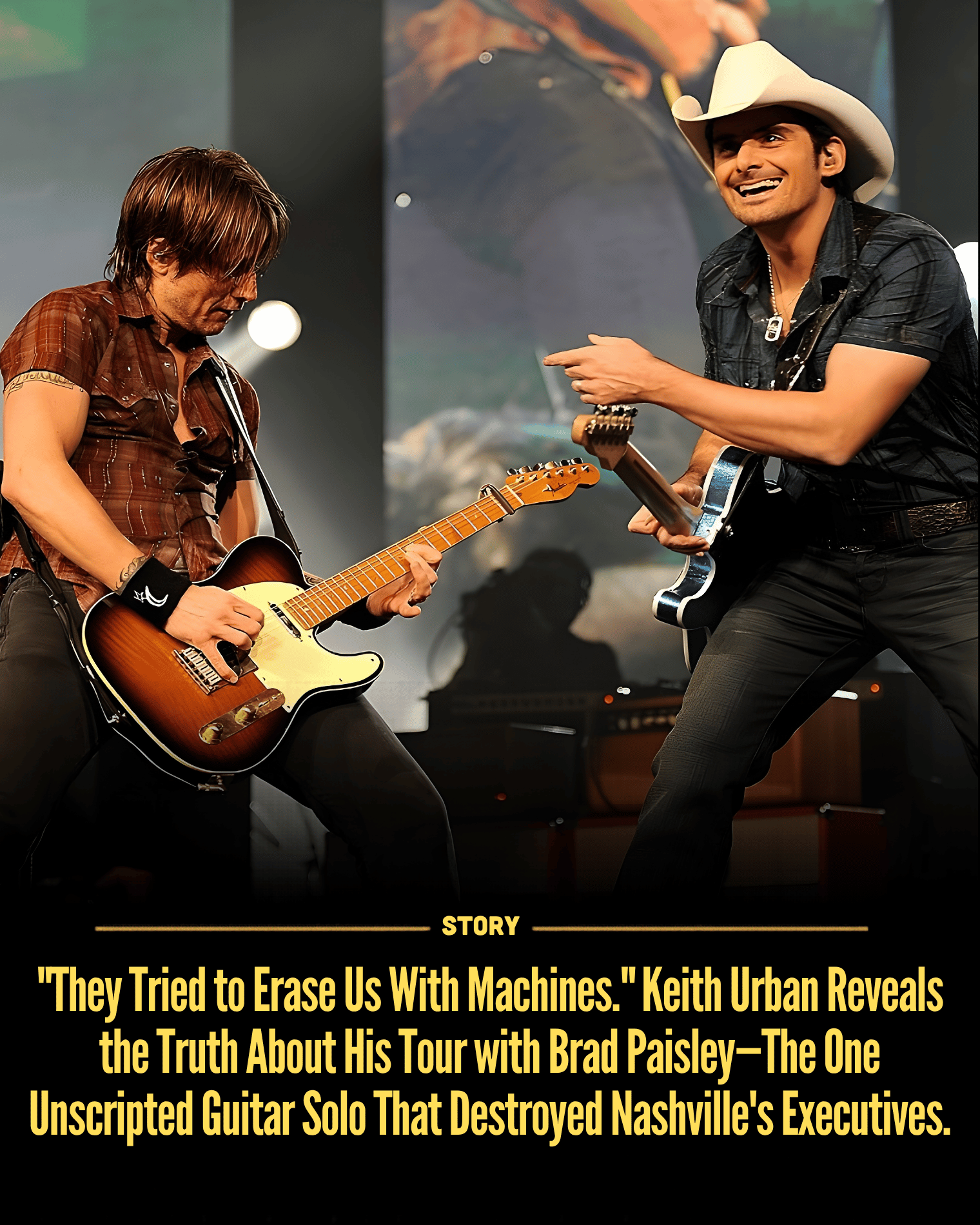 “They Tried to Erase Us With Machines.” Keith Urban Reveals the Truth About His Tour with Brad Paisley—The One Unscripted Guitar Solo That Destroyed Nashville’s Executives.