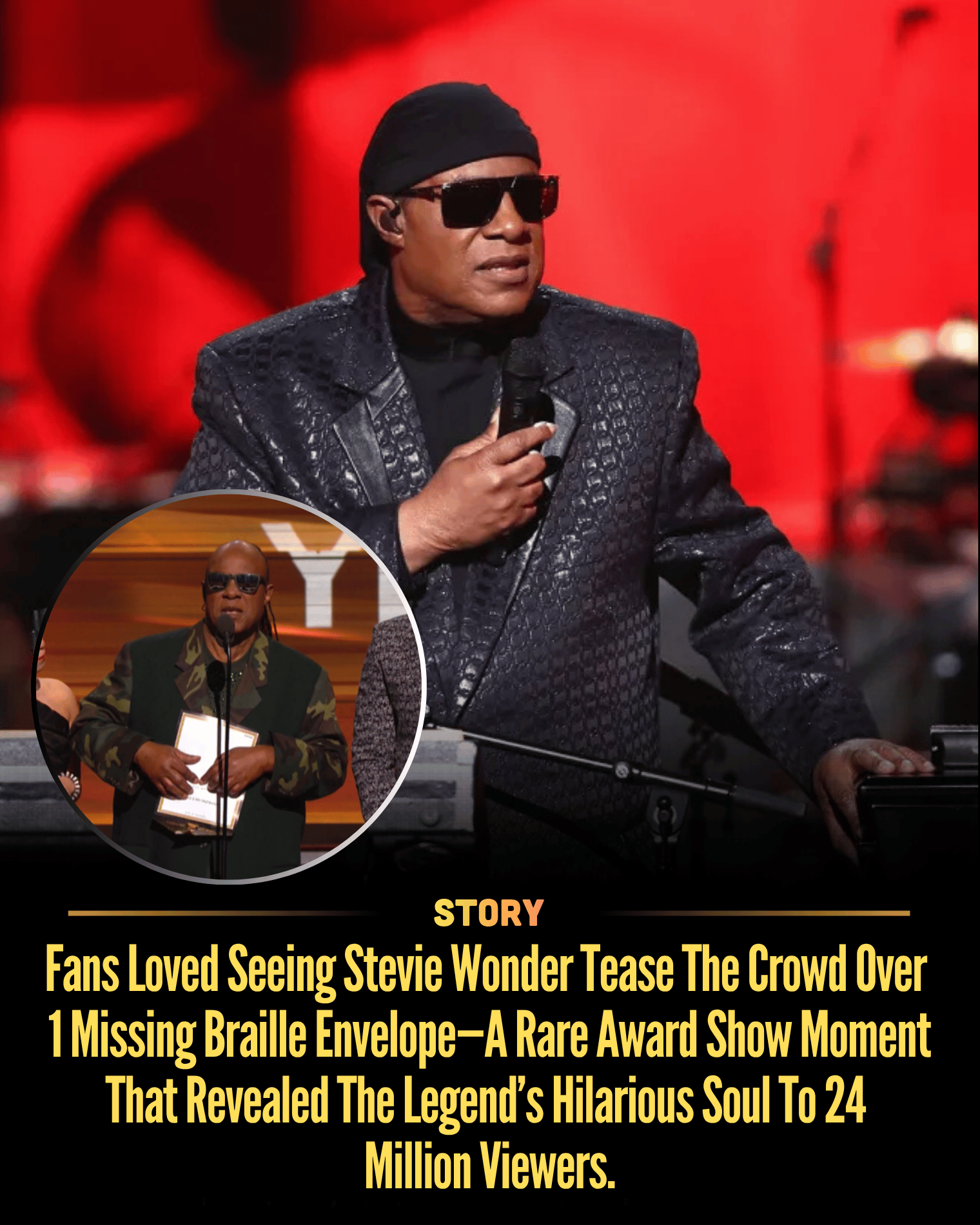 Fans Loved Seeing Stevie Wonder Tease The Crowd Over 1 Missing Braille Envelope—A Rare Award Show Moment That Revealed The Legend’s Hilarious Soul To 24 Million Viewers.