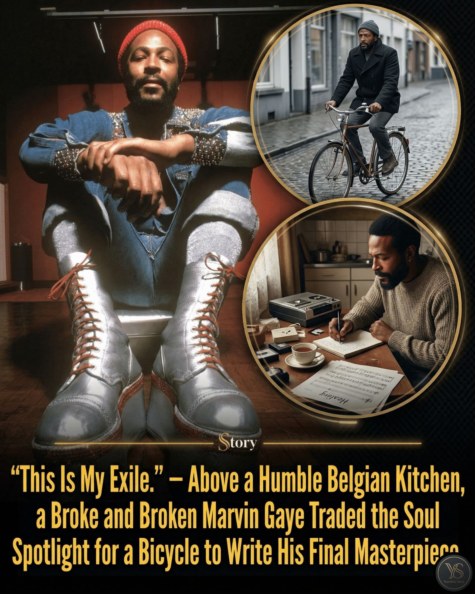 “This Is My Exile.” — Above a Humble Belgian Kitchen, a Broke and Broken Marvin Gaye Traded the Soul Spotlight for a Bicycle to Write His Final Masterpiece.
