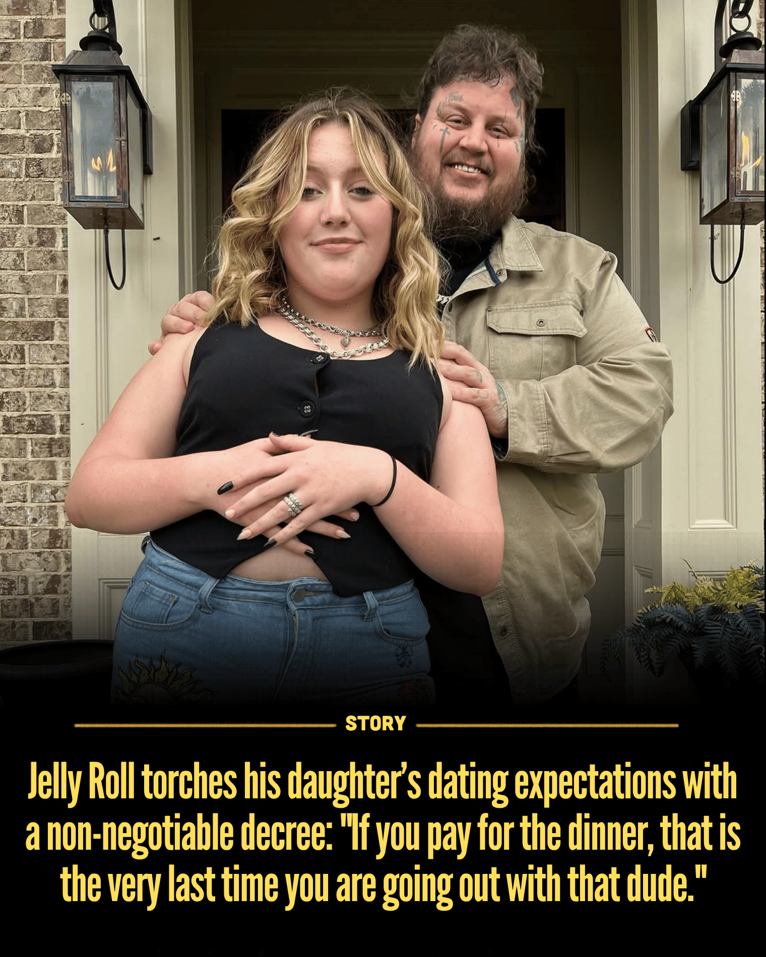 Jelly Roll torches his daughter’s dating expectations with a non-negotiable decree: “If you pay for the dinner, that is the very last time you are going out with that dude.”