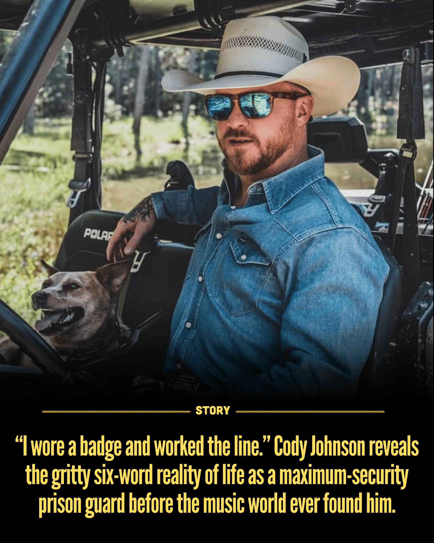 “I wore a badge and worked the line.” Cody Johnson reveals the gritty six-word reality of life as a maximum-security prison guard before the music world ever found him.
