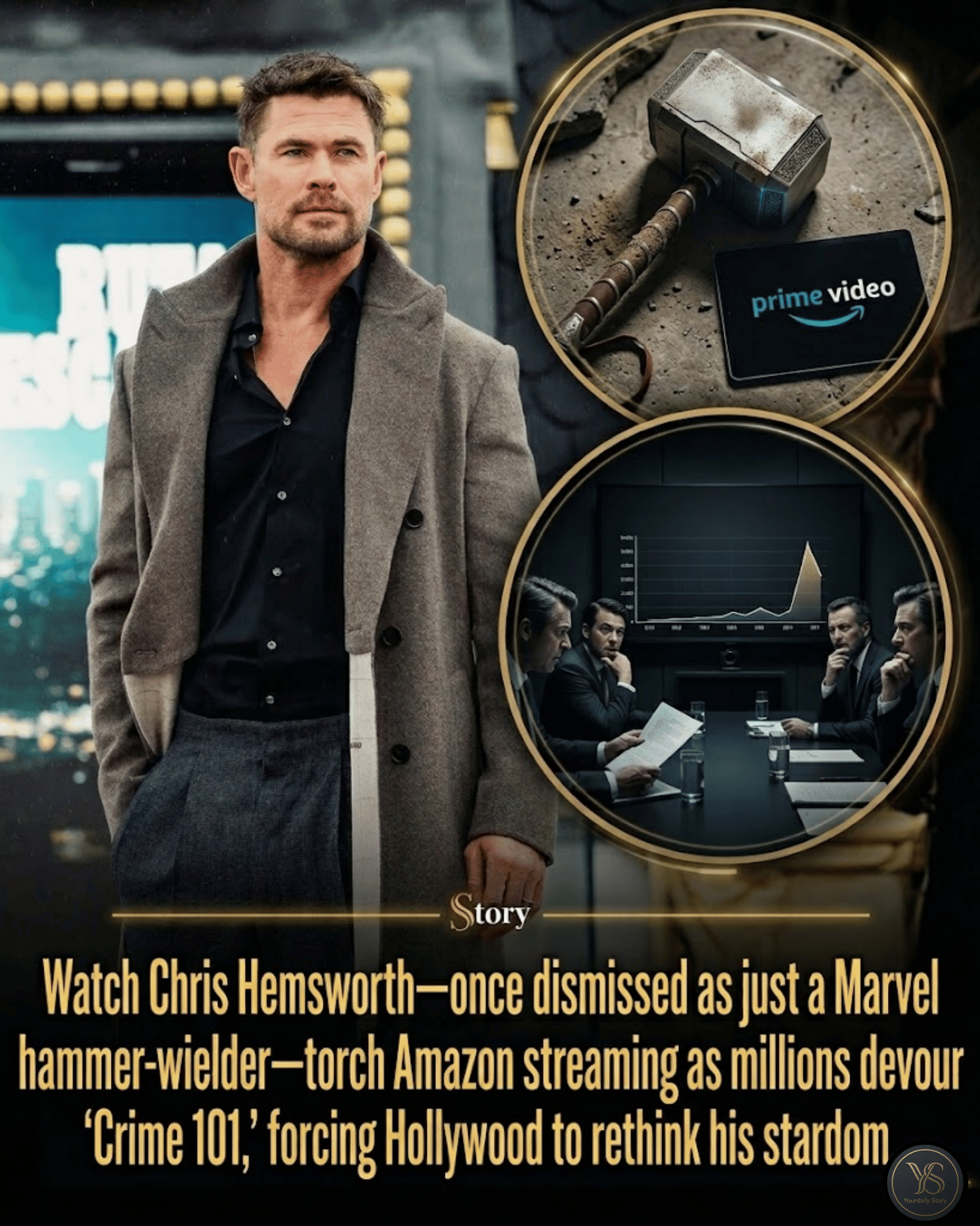Watch Chris Hemsworth—once dismissed as just a Marvel hammer-wielder—torch Amazon streaming as millions devour ‘Crime 101,’ forcing Hollywood to rethink his stardom.
