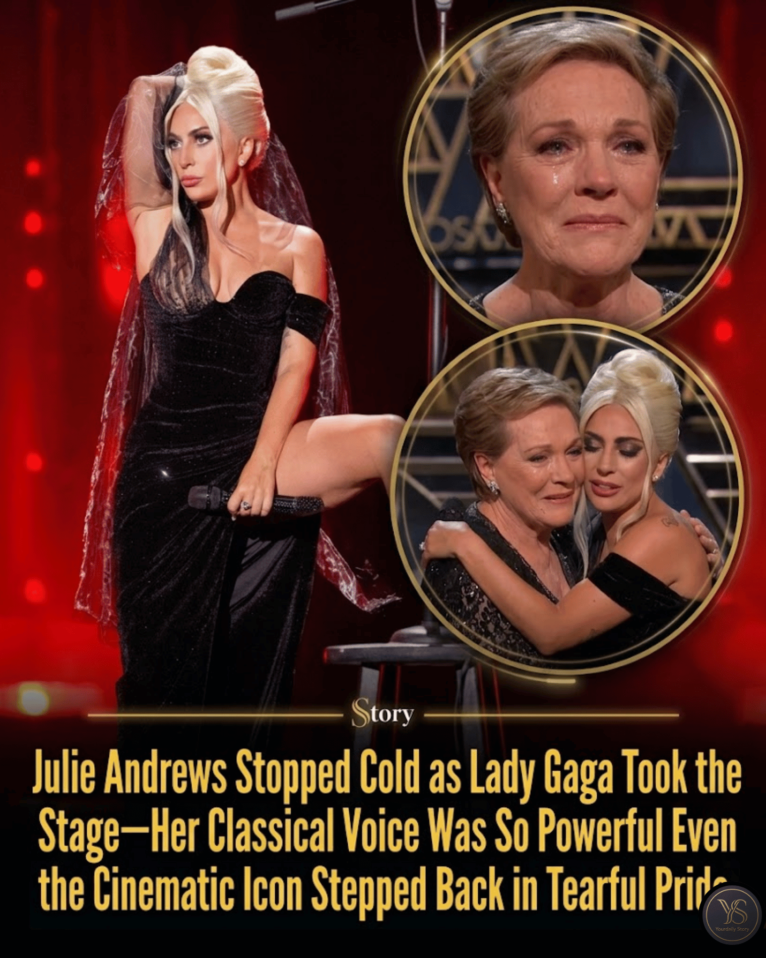 Julie Andrews Stopped Cold as Lady Gaga Took the Stage—Her Classical Voice Was So Powerful Even the Cinematic Icon Stepped Back in Tearful Pride.