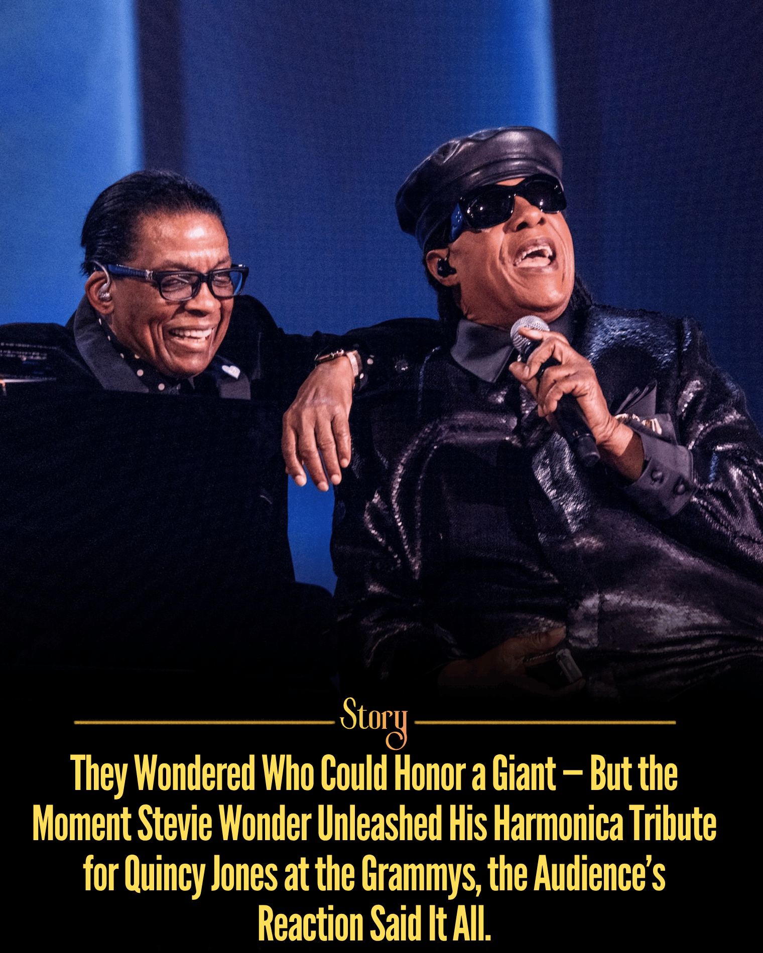 They Wondered Who Could Honor a Giant — But the Moment Stevie Wonder Unleashed His Harmonica Tribute for Quincy Jones at the Grammys, the Audience’s Reaction Said It All.