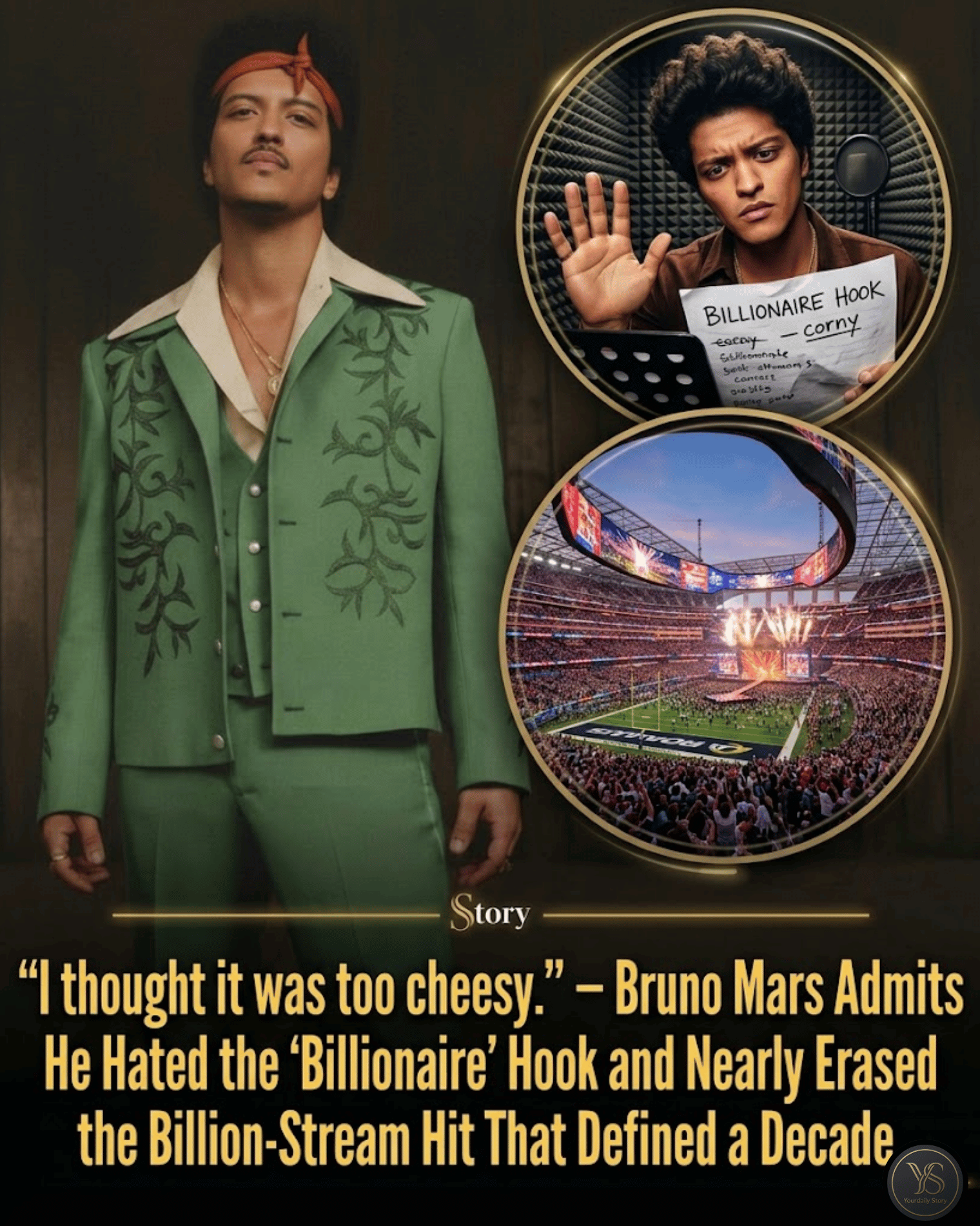 “I thought it was too cheesy.” — Bruno Mars Admits He Hated the ‘Billionaire’ Hook and Nearly Erased the Billion-Stream Hit That Defined a Decade.