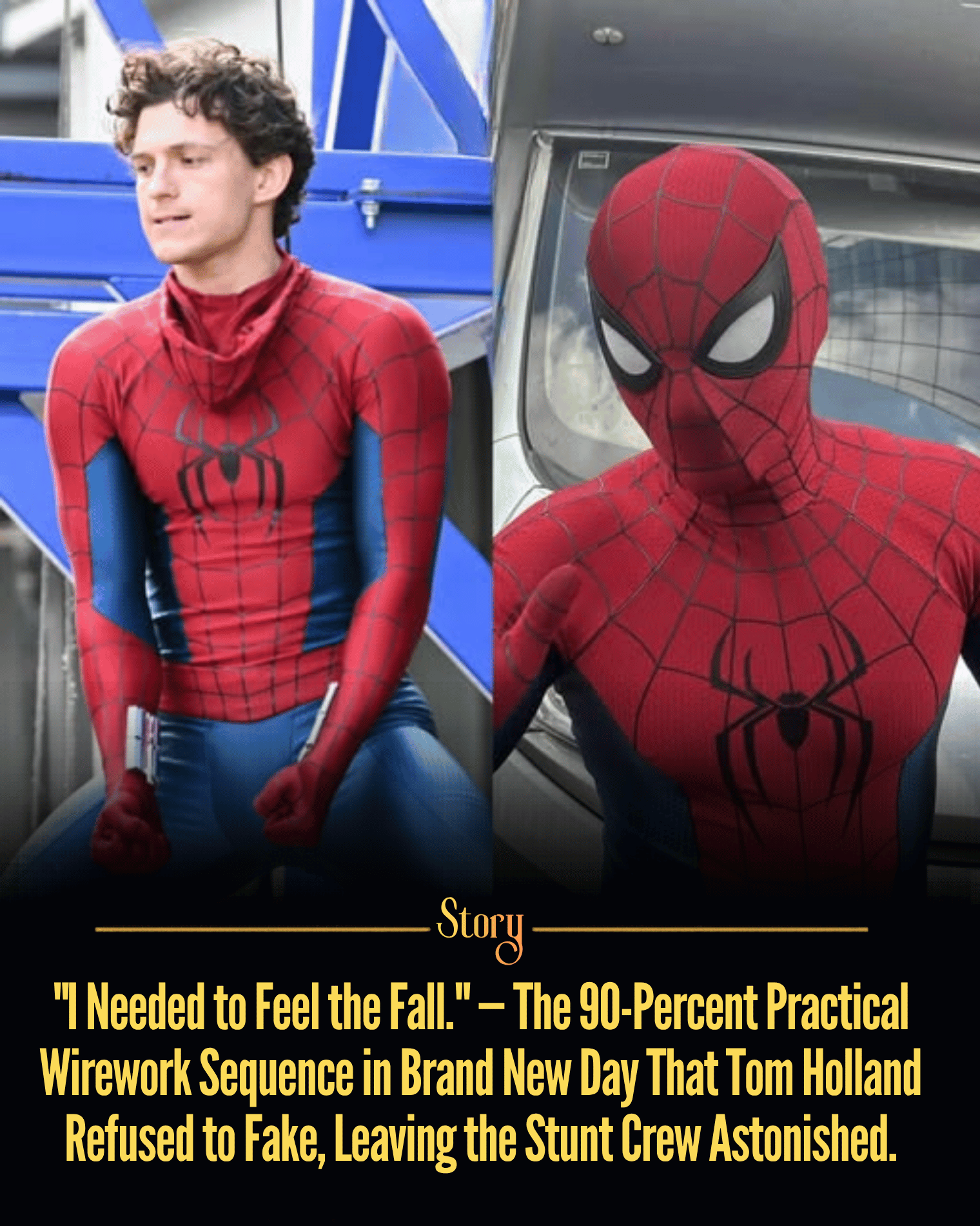 “I Needed to Feel the Fall.” — The 90-Percent Practical Wirework Sequence in Brand New Day That Tom Holland Refused to Fake, Leaving the Stunt Crew Astonished.