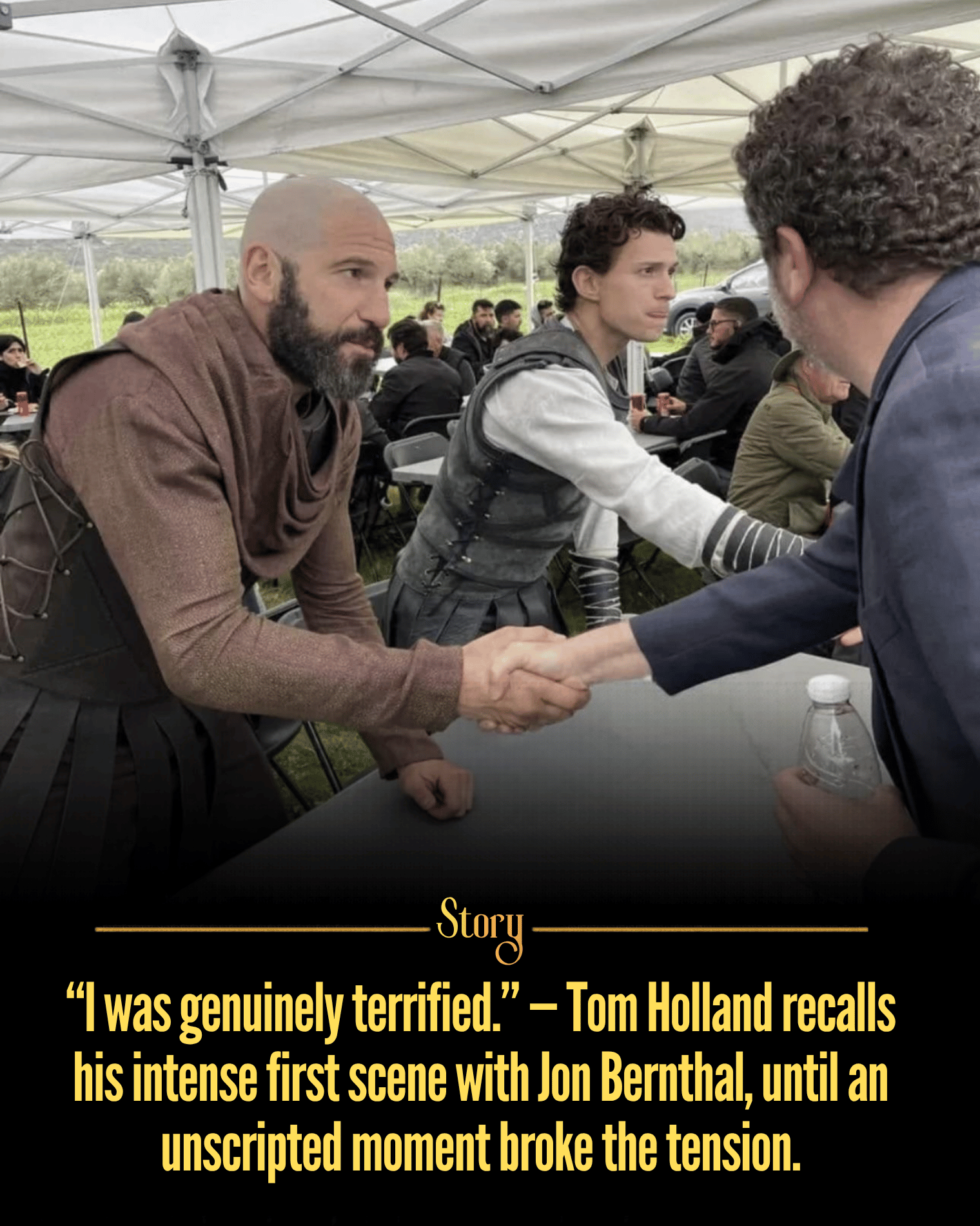 “I was genuinely terrified.” — Tom Holland recalls his intense first scene with Jon Bernthal, until an unscripted moment broke the tension.