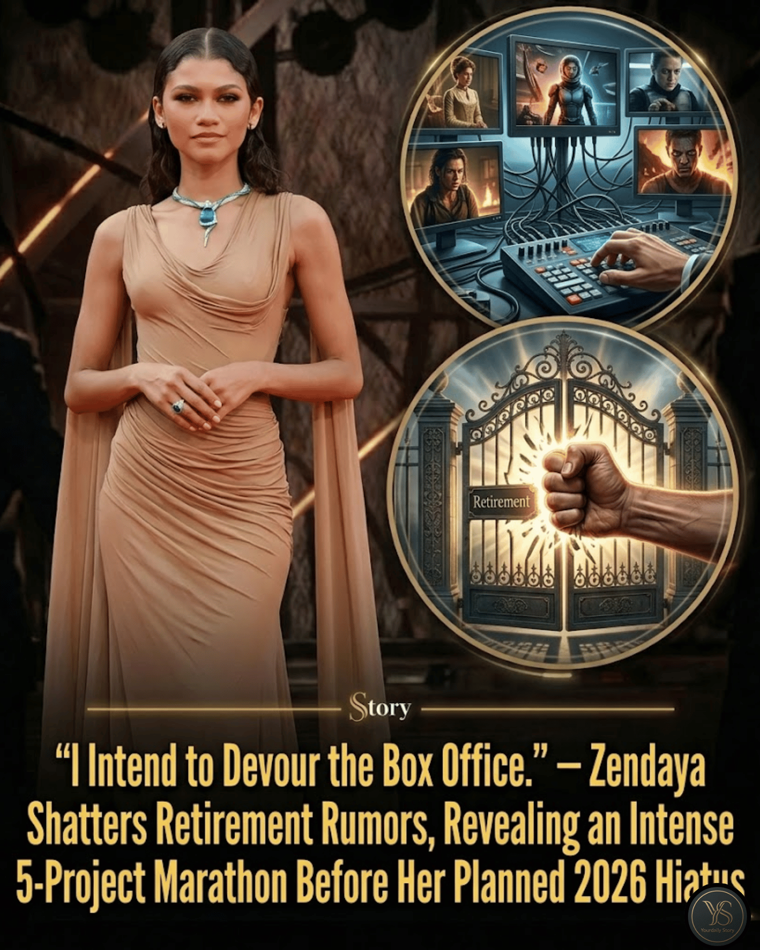 “I Intend to Devour the Box Office.” — Zendaya Shatters Retirement Rumors, Revealing an Intense 5-Project Marathon Before Her Planned 2026 Hiatus.
