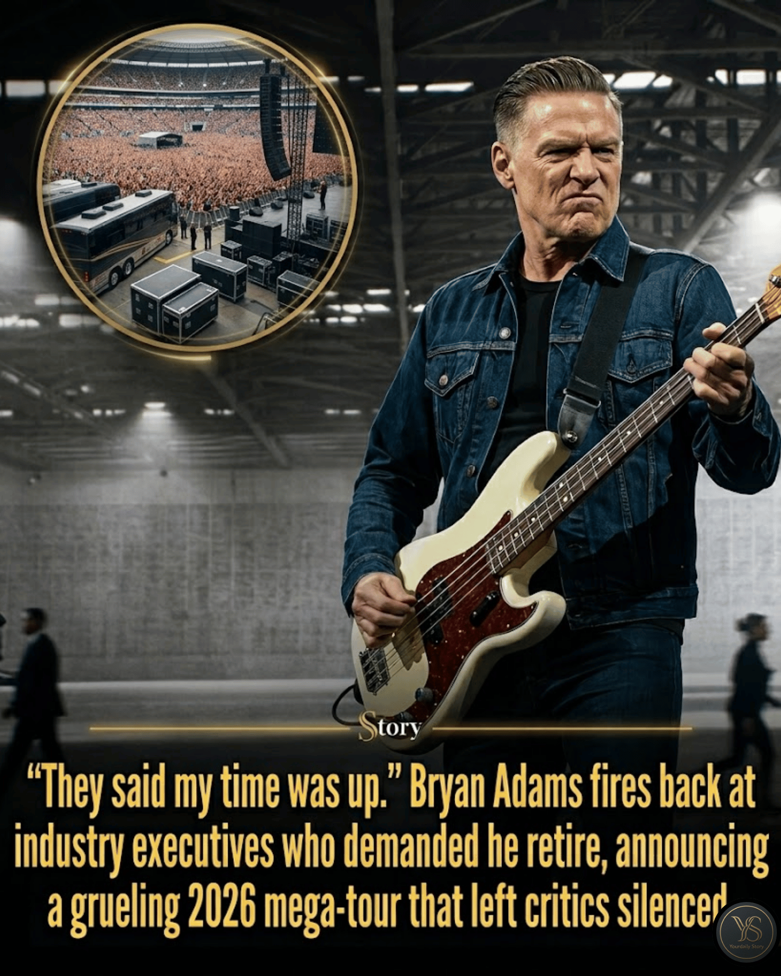 “They said my time was up.” Bryan Adams fires back at industry executives who demanded he retire, announcing a grueling 2026 mega-tour that left critics silenced.