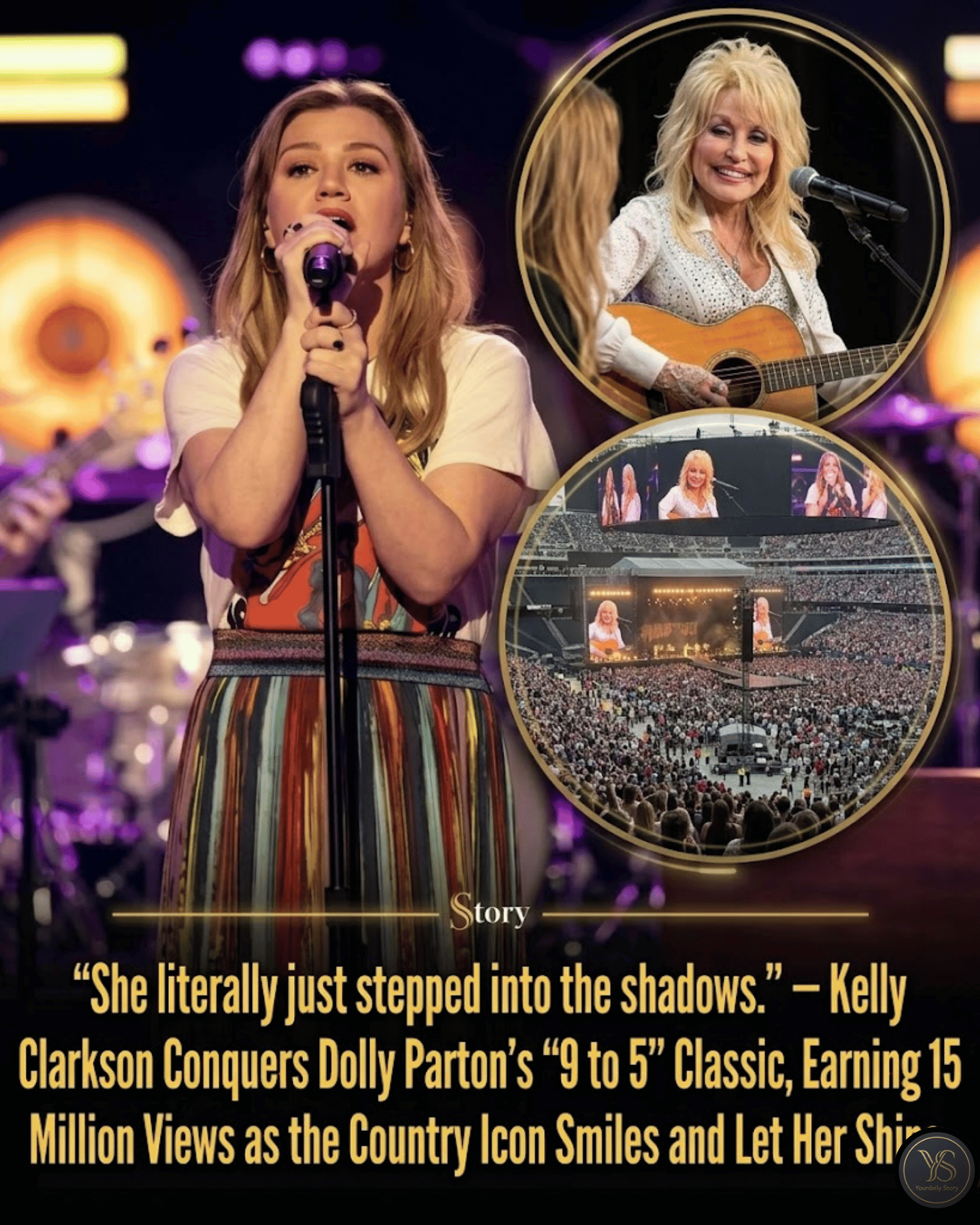 “She literally just stepped into the shadows.” — Kelly Clarkson Conquers Dolly Parton’s “9 to 5” Classic, Earning 15 Million Views as the Country Icon Smiles and Let Her Shine.