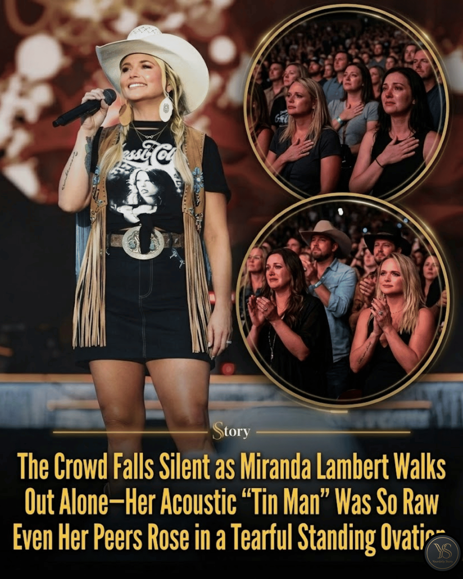 The Crowd Falls Silent as Miranda Lambert Walks Out Alone—Her Acoustic “Tin Man” Was So Raw Even Her Peers Rose in a Tearful Standing Ovation.
