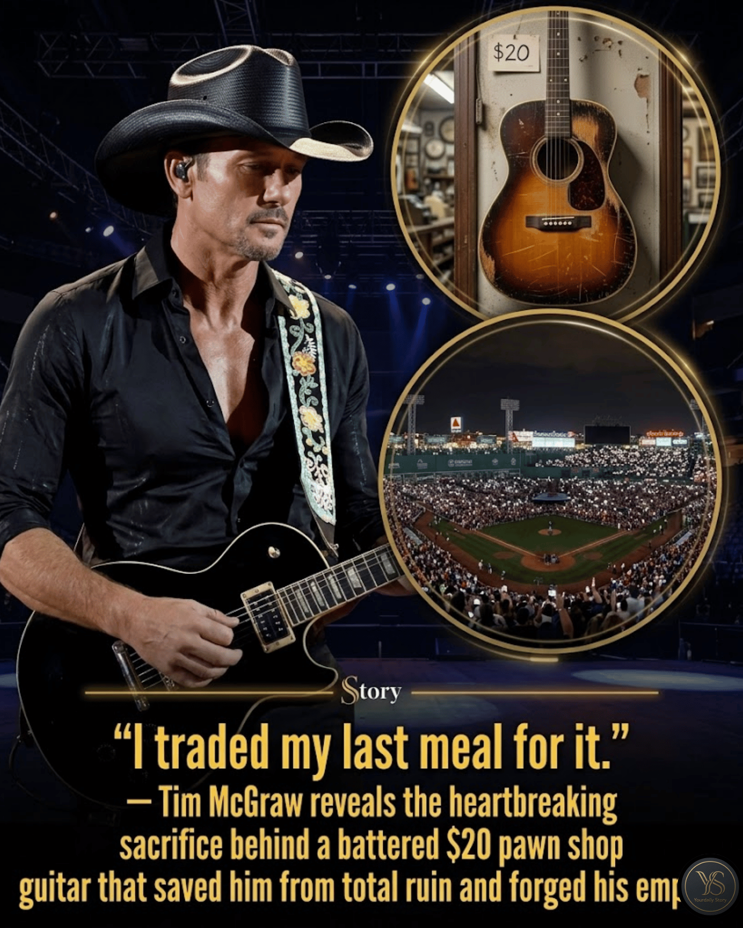 “I traded my last meal for it.” — Tim McGraw reveals the heartbreaking sacrifice behind a battered $20 pawn shop guitar that saved him from total ruin and forged his empire.