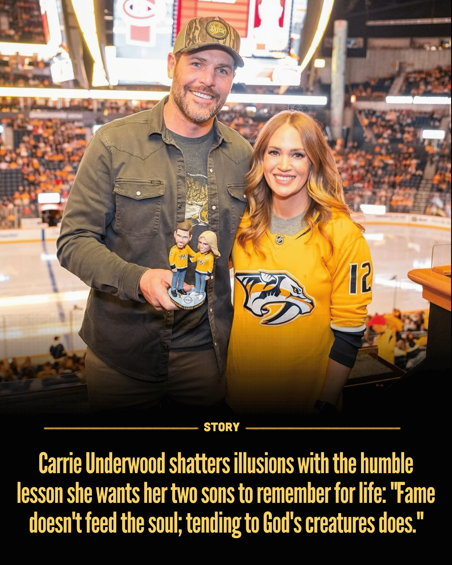 Carrie Underwood shatters illusions with the humble lesson she wants her two sons to remember for life: “Fame doesn’t feed the soul; tending to God’s creatures does.”