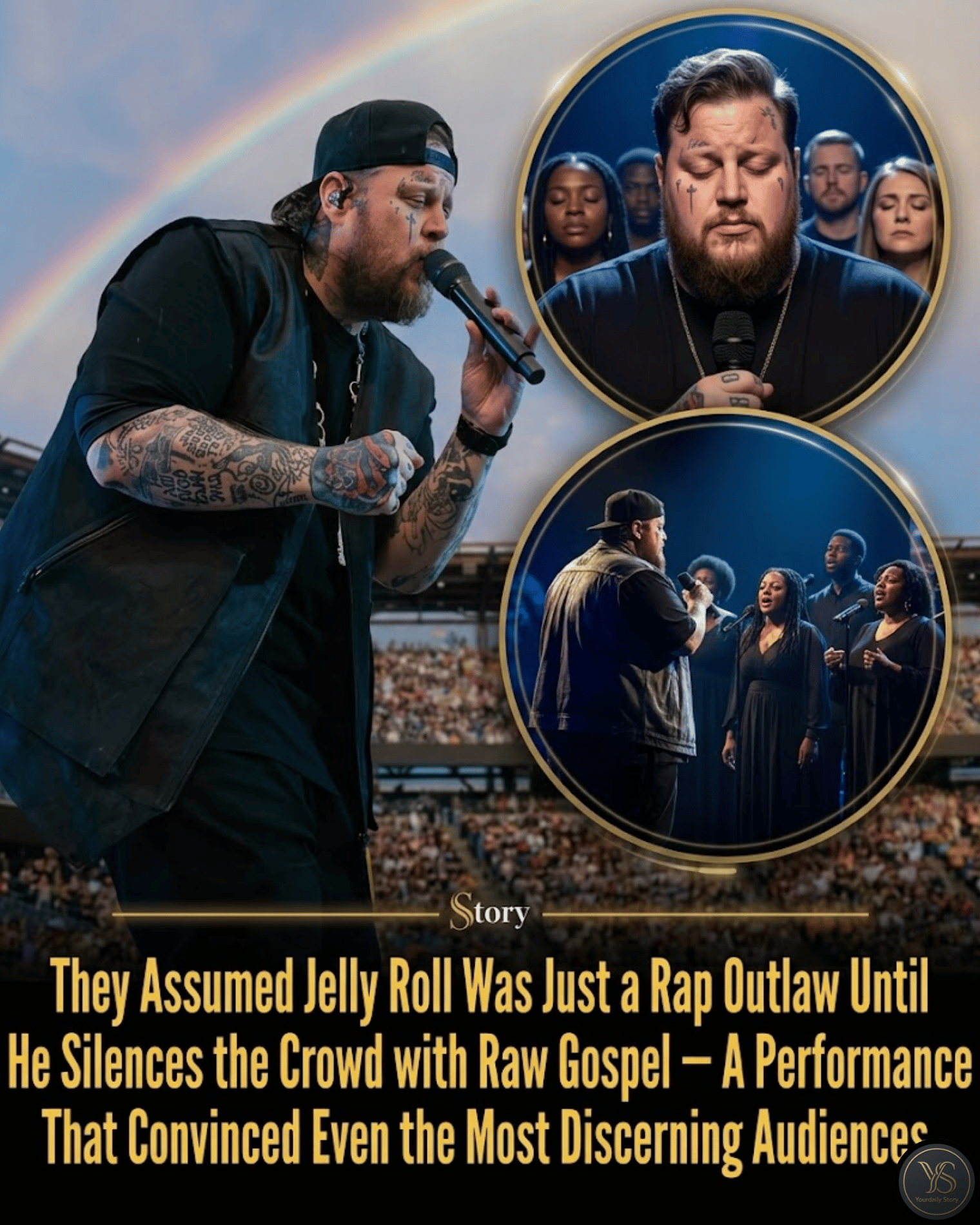 They Assumed Jelly Roll Was Just a Rap Outlaw Until He Silences the Crowd with Raw Gospel — A Performance That Convinced Even the Most Discerning Audiences.