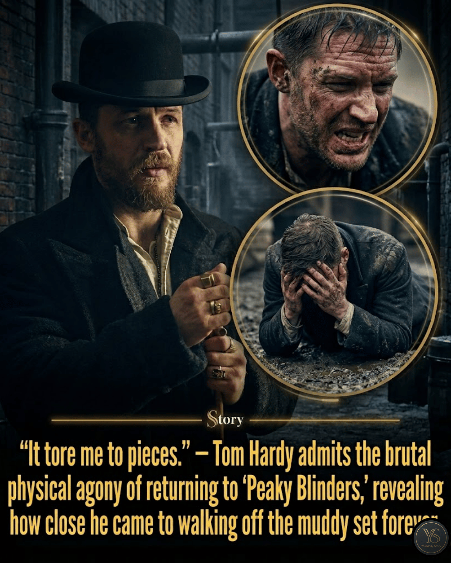 “It tore me to pieces.” — Tom Hardy admits the brutal physical agony of returning to ‘Peaky Blinders,’ revealing how close he came to walking off the muddy set forever.