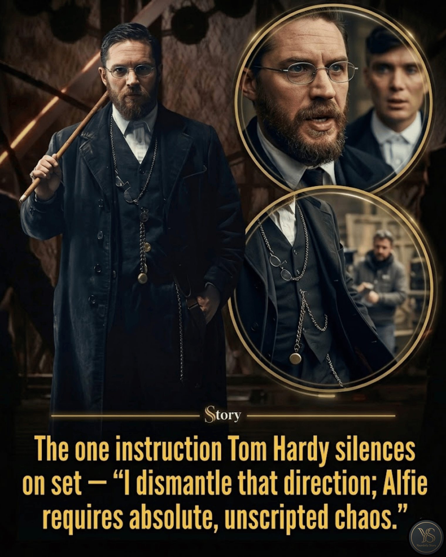 The one instruction Tom Hardy silences on set — “I dismantle that direction; Alfie requires absolute, unscripted chaos.”
