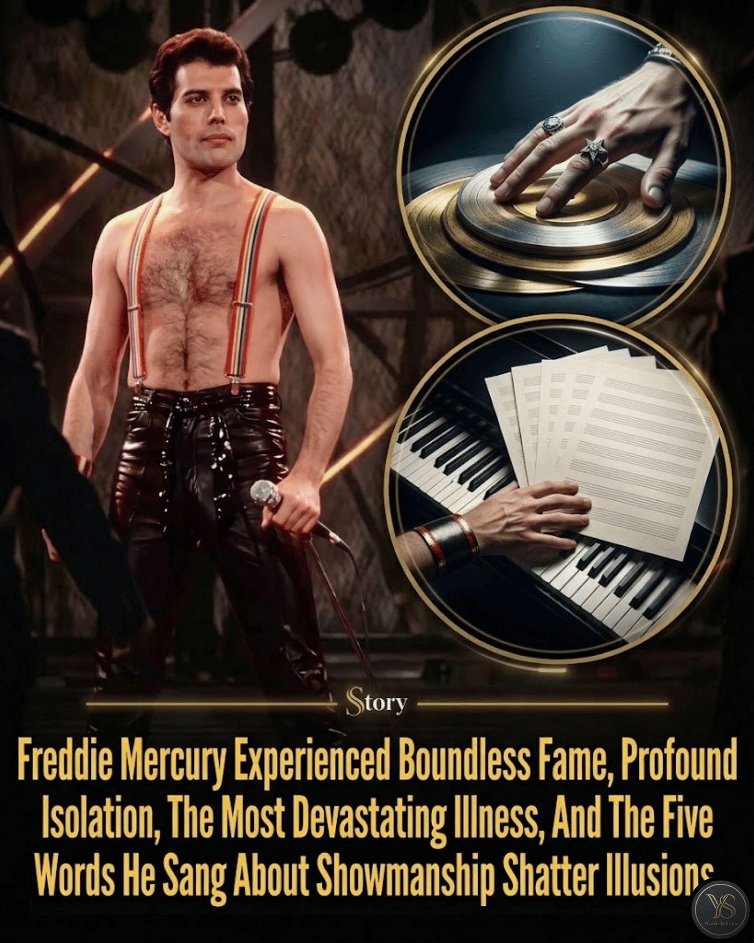 Freddie Mercury Experienced Boundless Fame, Profound Isolation, The Most Devastating Illness, And The Five Words He Sang About Showmanship Shatter Illusions.