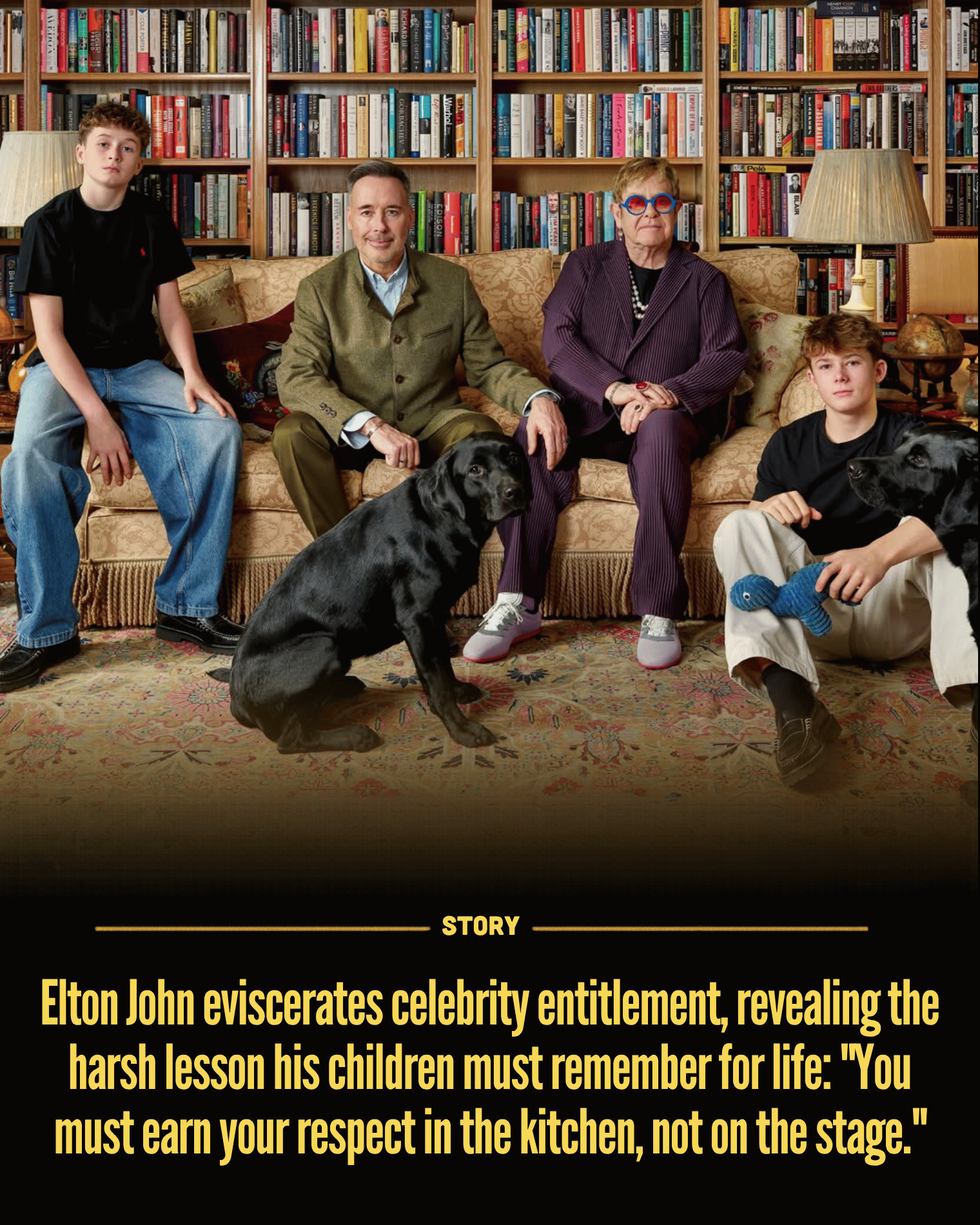 Elton John eviscerates celebrity entitlement, revealing the harsh lesson his children must remember for life: “You must earn your respect in the kitchen, not on the stage.”