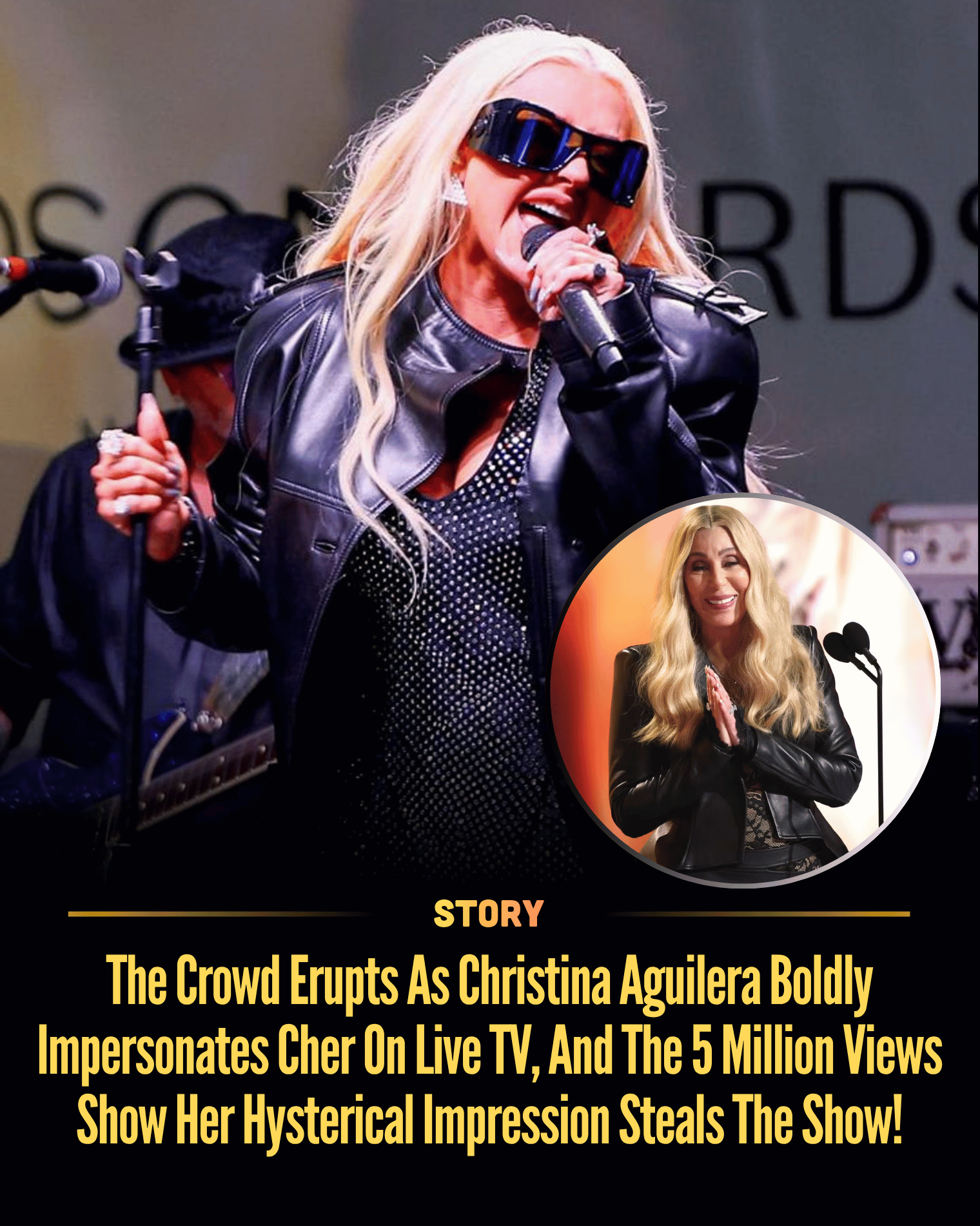 The Crowd Erupts As Christina Aguilera Boldly Impersonates Cher On Live TV, And The 5 Million Views Show Her Hysterical Impression Steals The Show!
