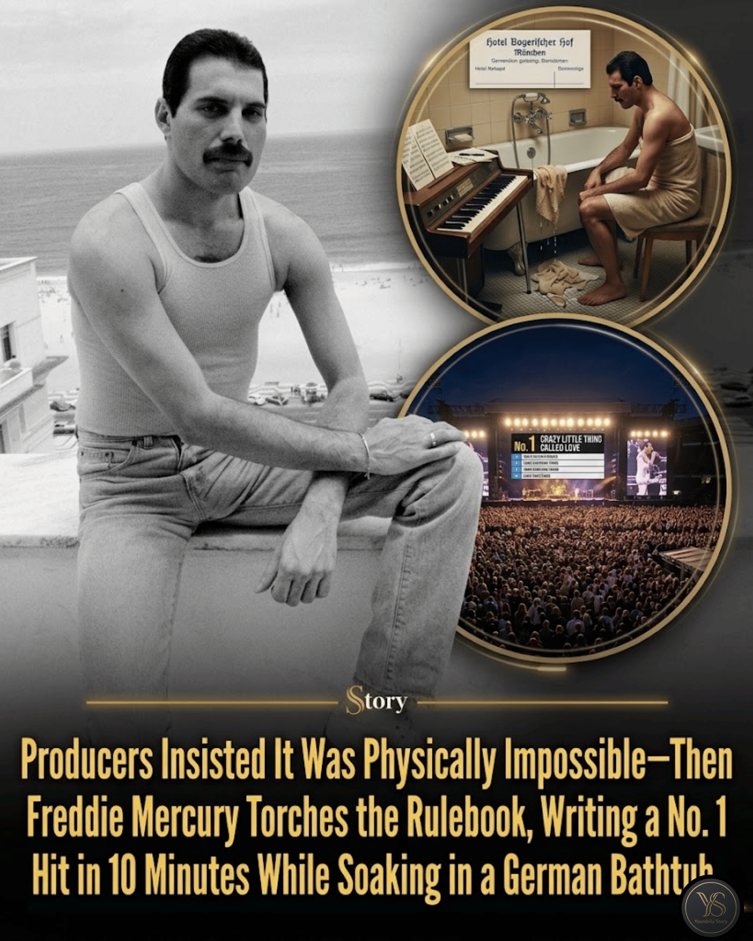 Producers Insisted It Was Physically Impossible—Then Freddie Mercury Torches the Rulebook, Writing a No. 1 Hit in 10 Minutes While Soaking in a German Bathtub.