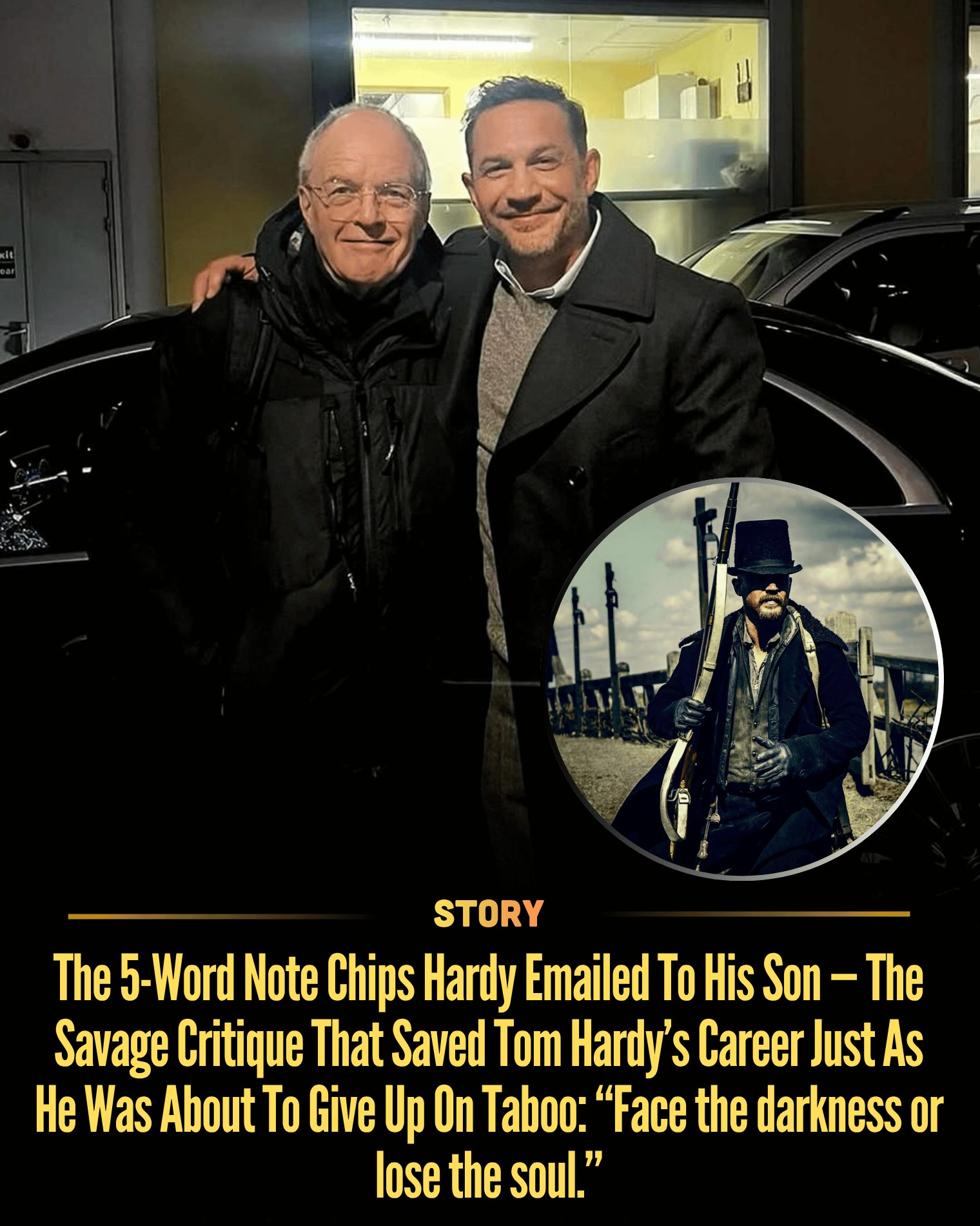 The 5-Word Note Chips Hardy Emailed To His Son — The Savage Critique That Saved Tom Hardy’s Career Just As He Was About To Give Up On Taboo: “Face the darkness or lose the soul.”