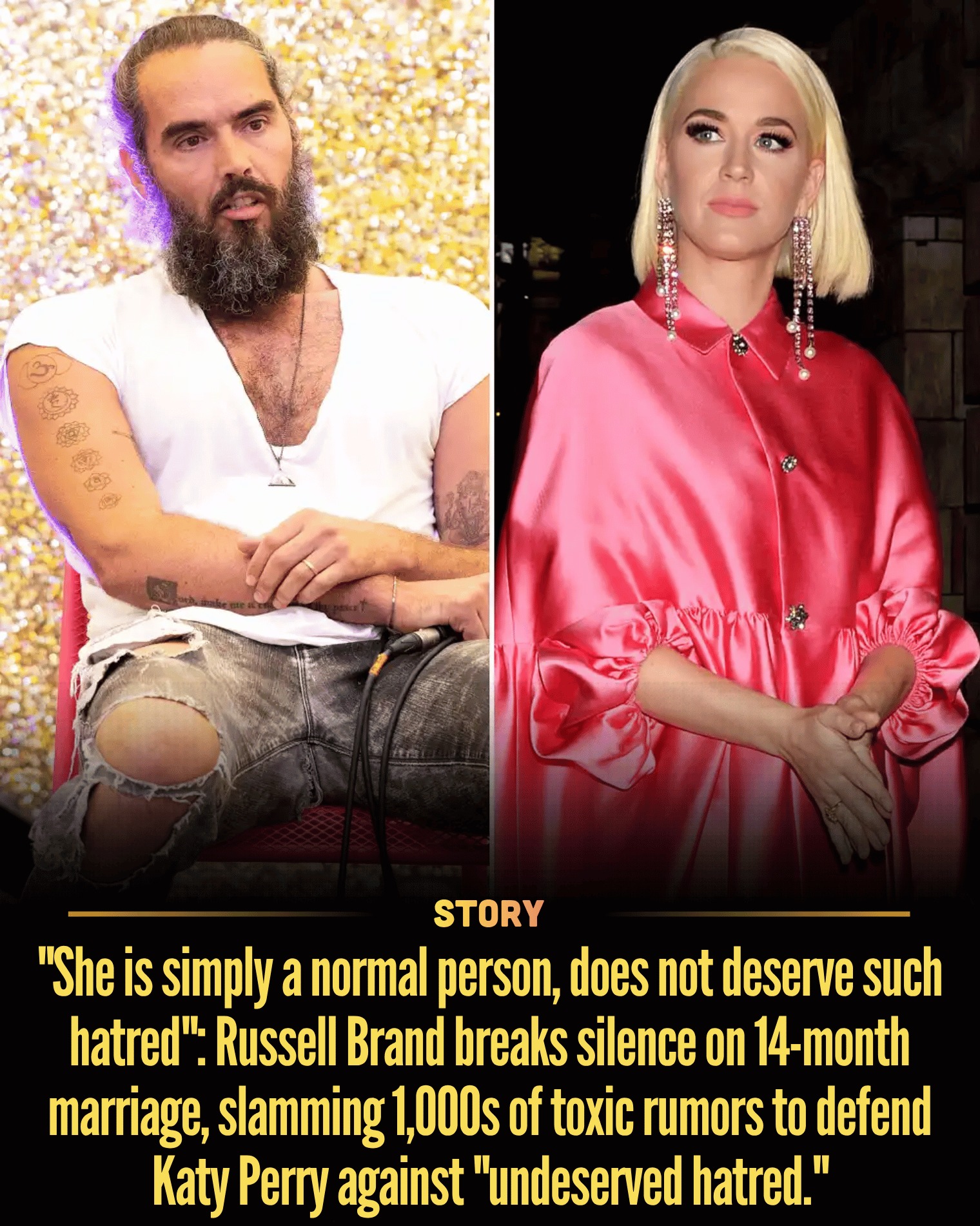 “She is simply a normal person, does not deserve such hatred”: Russell Brand breaks silence on 14-month marriage, slamming 1,000s of toxic rumors to defend Katy Perry against “undeserved hatred.”
